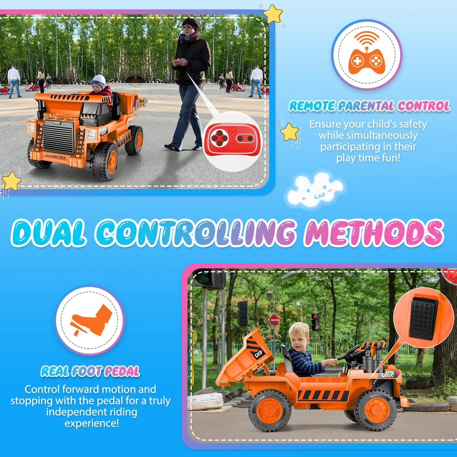 12V Kids Electric Ride-On Dump Truck with Remote Control, Music, and Functional Dump Bed - Image 25