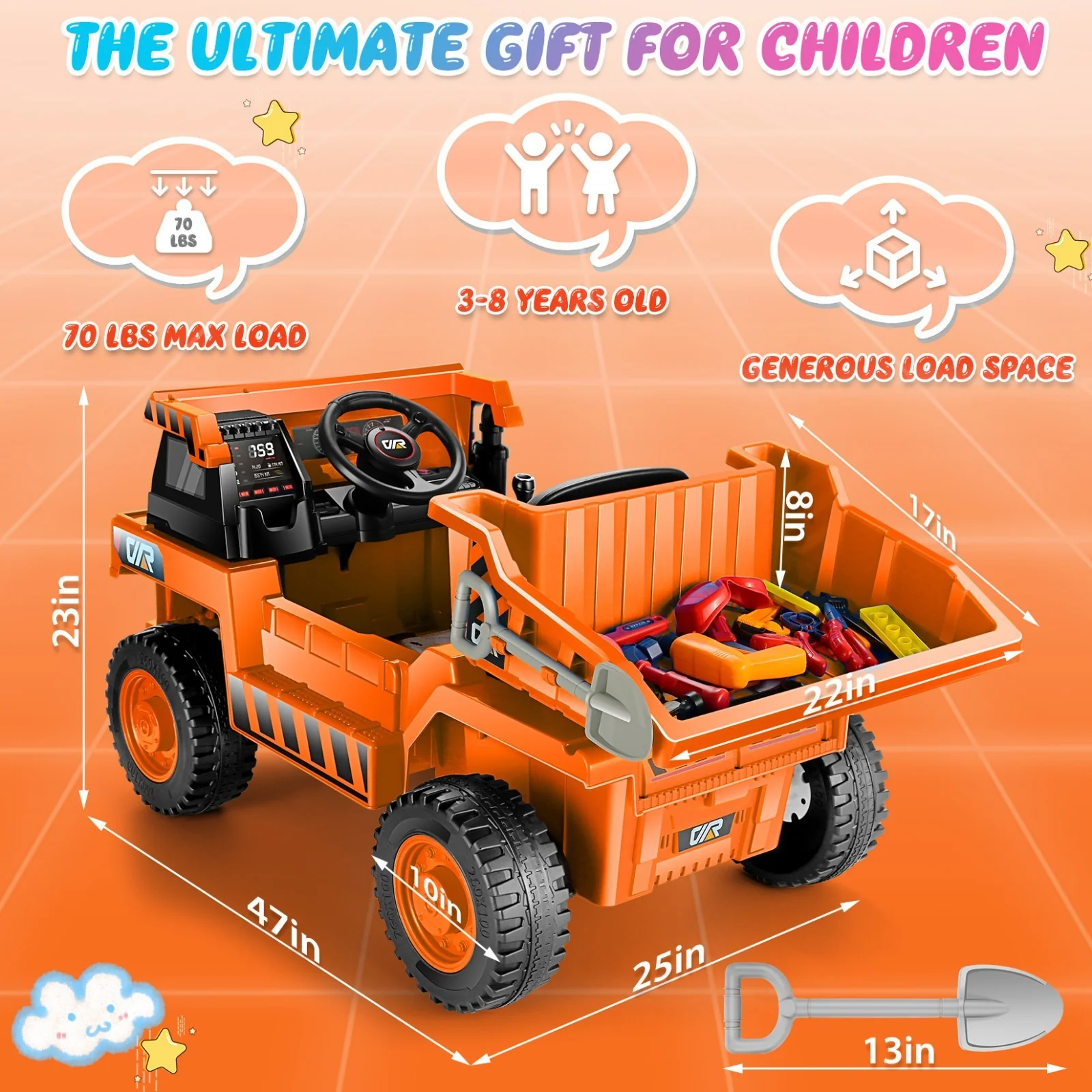 12V Kids Electric Ride-On Dump Truck with Remote Control, Music, and Functional Dump Bed - Image 27