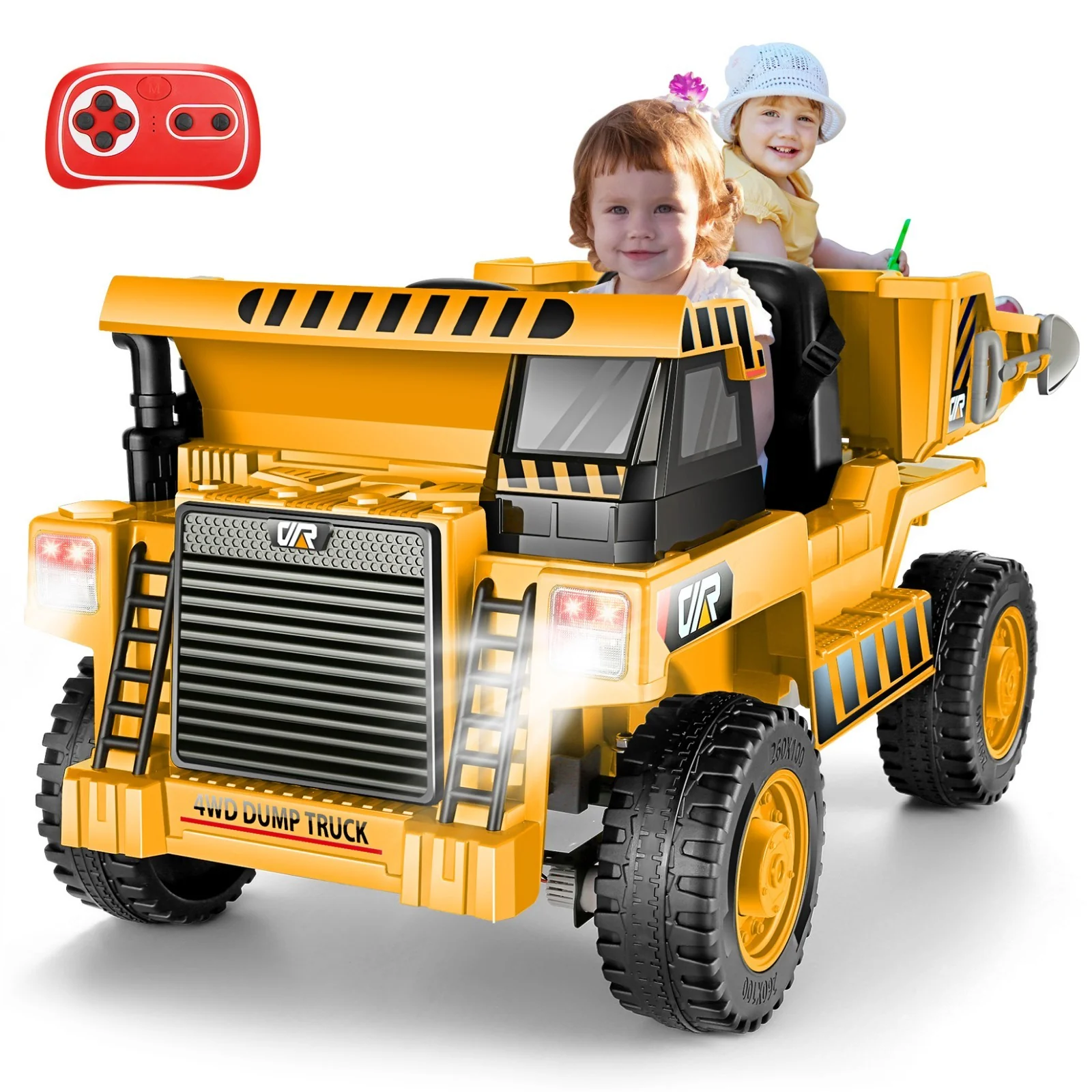 12V Kids Electric Ride-On Dump Truck with Remote Control, Music, and Functional Dump Bed - Image 3
