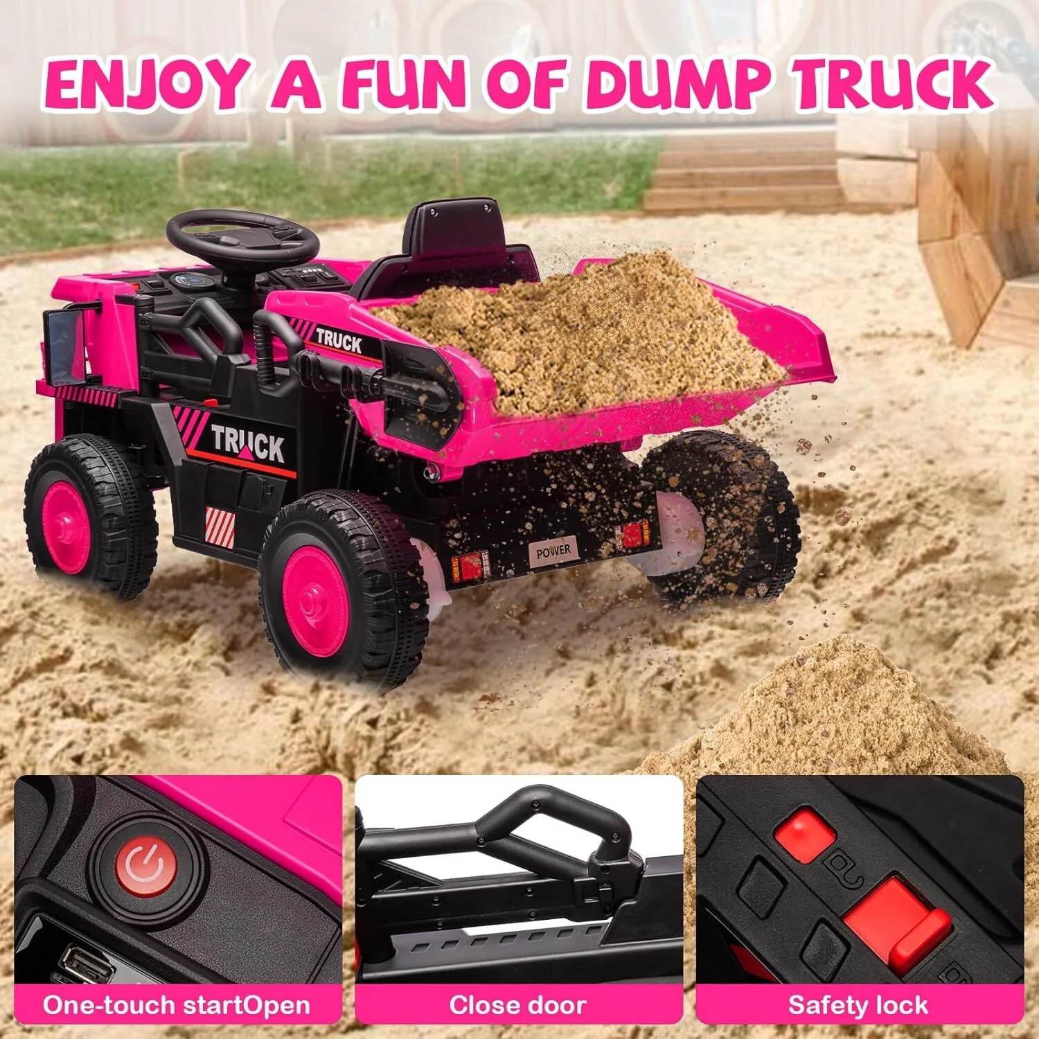 12V Electric Kids Ride-On Dump Truck Construction Vehicle with Remote Control - Image 17