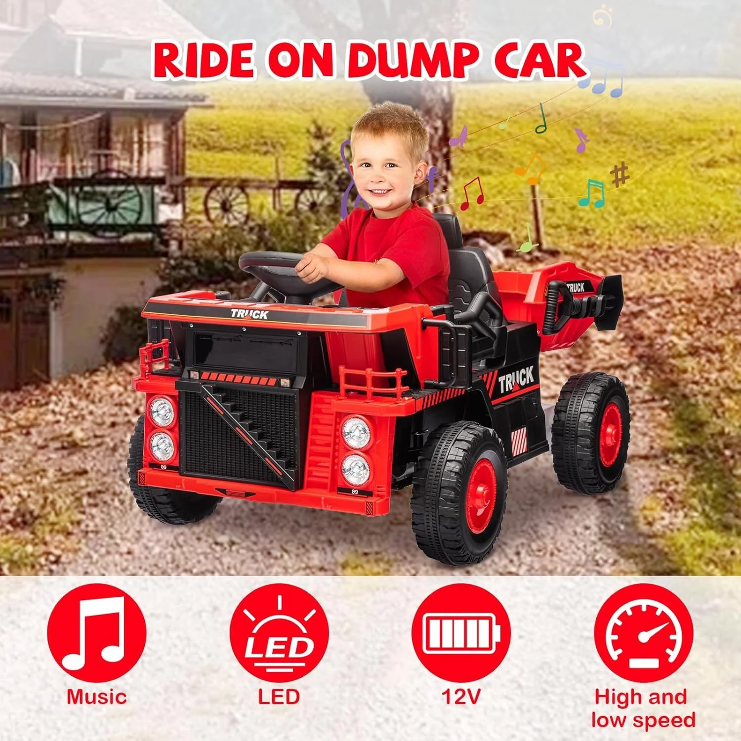 12V Electric Kids Ride-On Dump Truck Construction Vehicle with Remote Control - Image 22