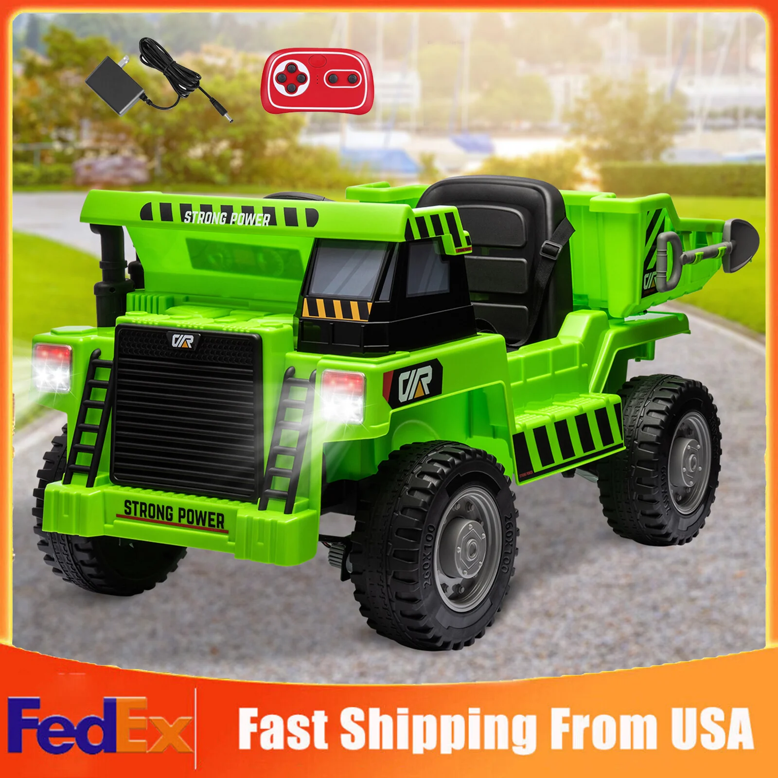 12V Kids Ride-On RC Dump Truck Construction Battery-Powered Tractor with Electric Bucket - Image 11