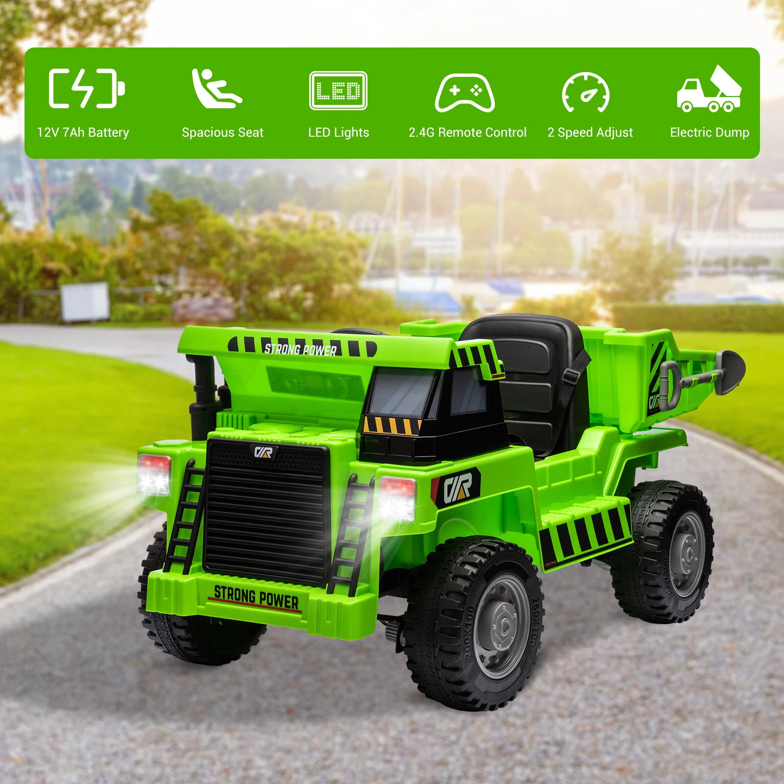 12V Kids Ride-On RC Dump Truck Construction Battery-Powered Tractor with Electric Bucket - Image 3