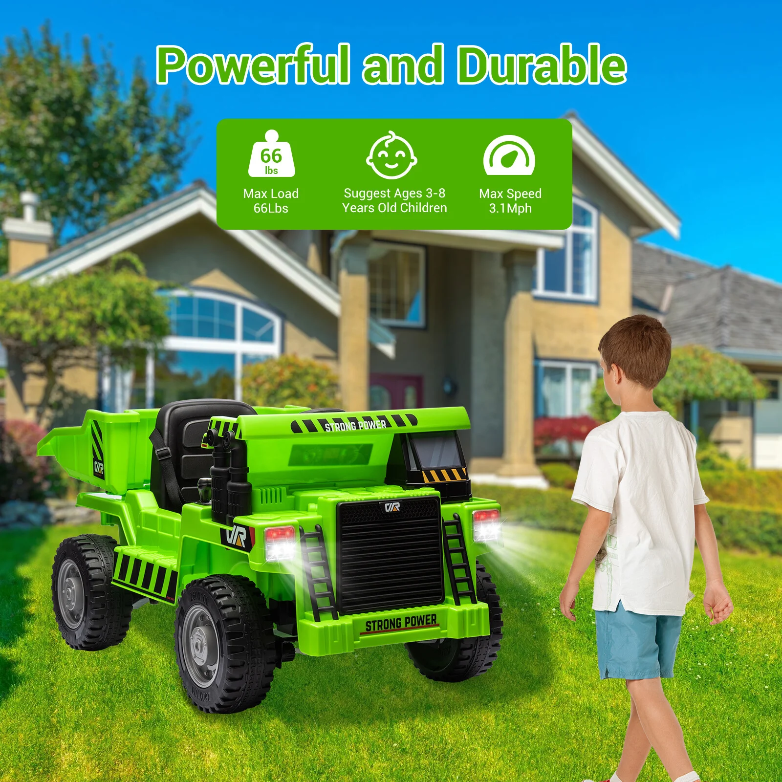 12V Kids Ride-On RC Dump Truck Construction Battery-Powered Tractor with Electric Bucket - Image 5
