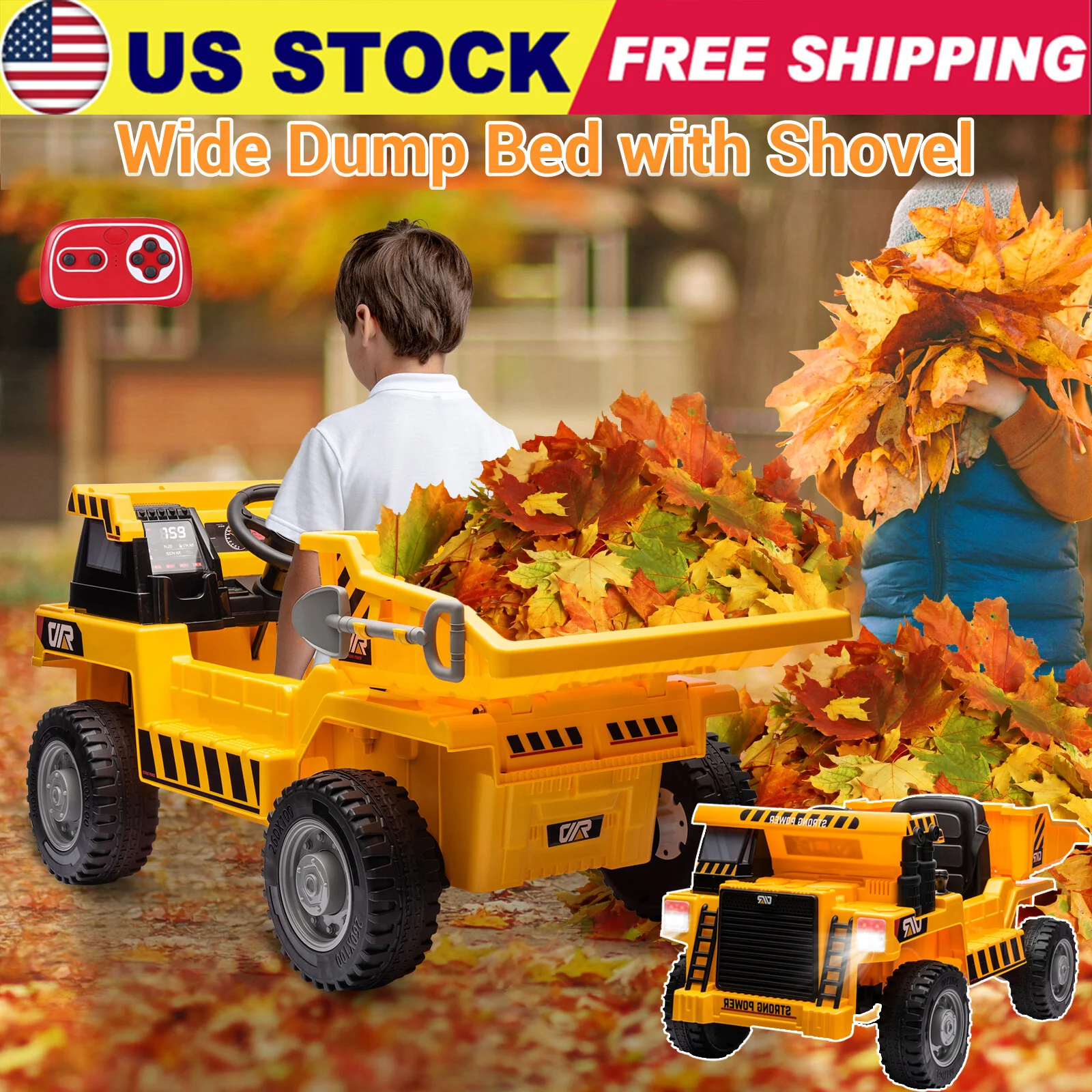 12V Kids Ride-On RC Battery-Powered Construction Dump Truck with Electric Bucket - Image 11