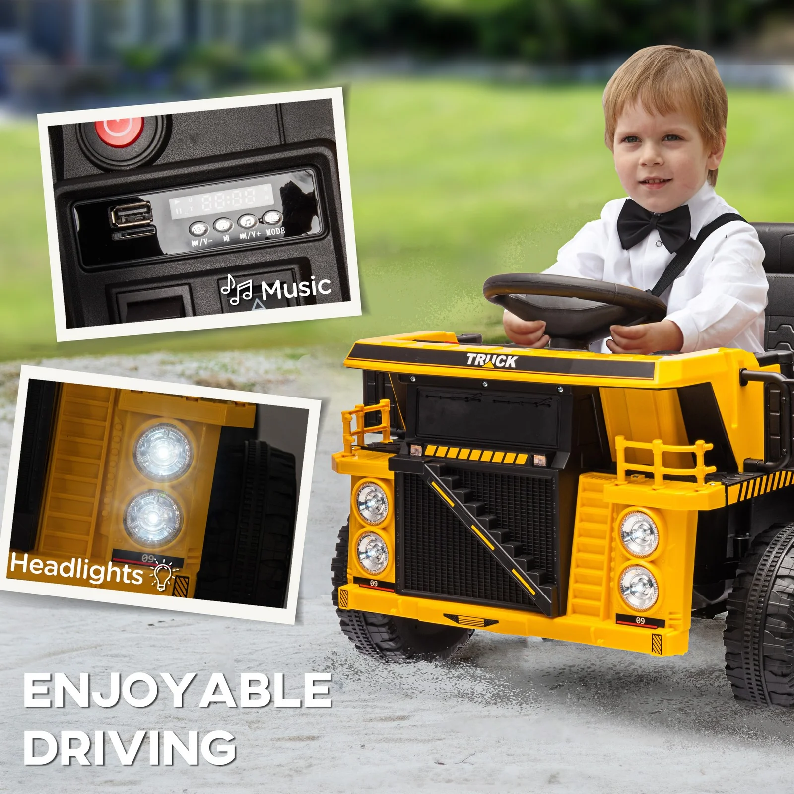 12V Electric Kids Ride-On Dump Truck with Functional Dump Bed and Shovel - Image 8