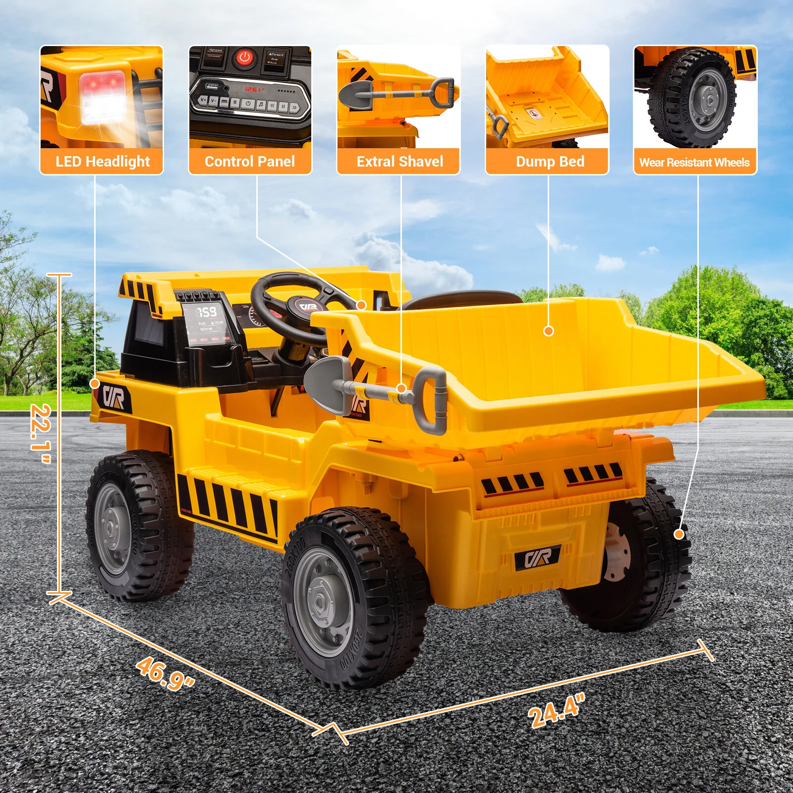 12V Kids Electric Ride-On Dump Truck with Remote Control and MP3 Player - Image 8