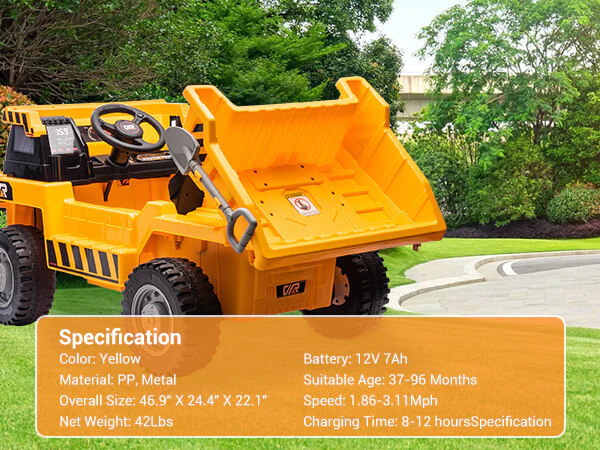 12V Kids Ride-On Electric Dump Truck with Remote Control and MP3 Player - Image 11