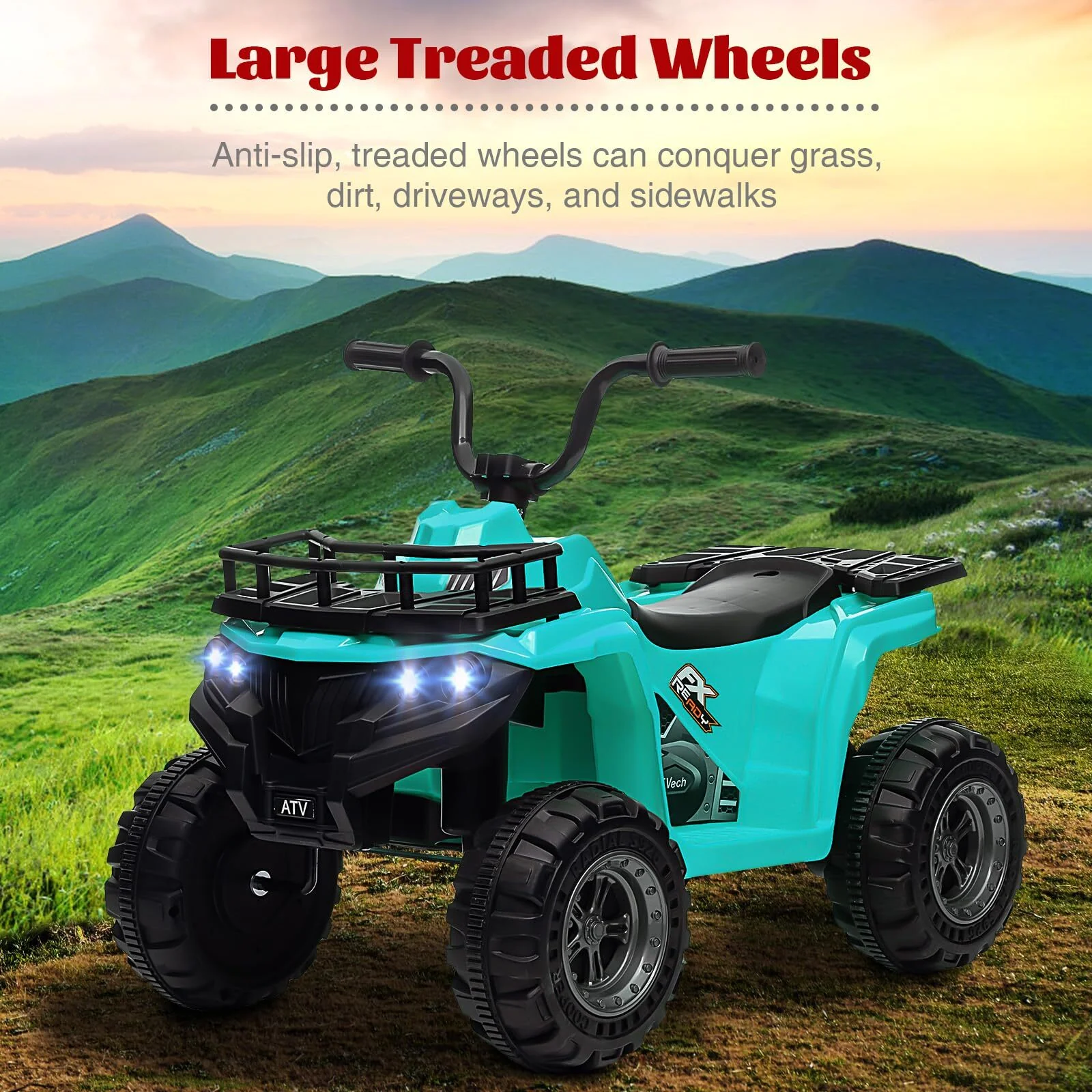 12V Kids Electric Ride-On 4-Wheeler ATV Quad with LED Lights and 1.8 MPH Speed - Image 8