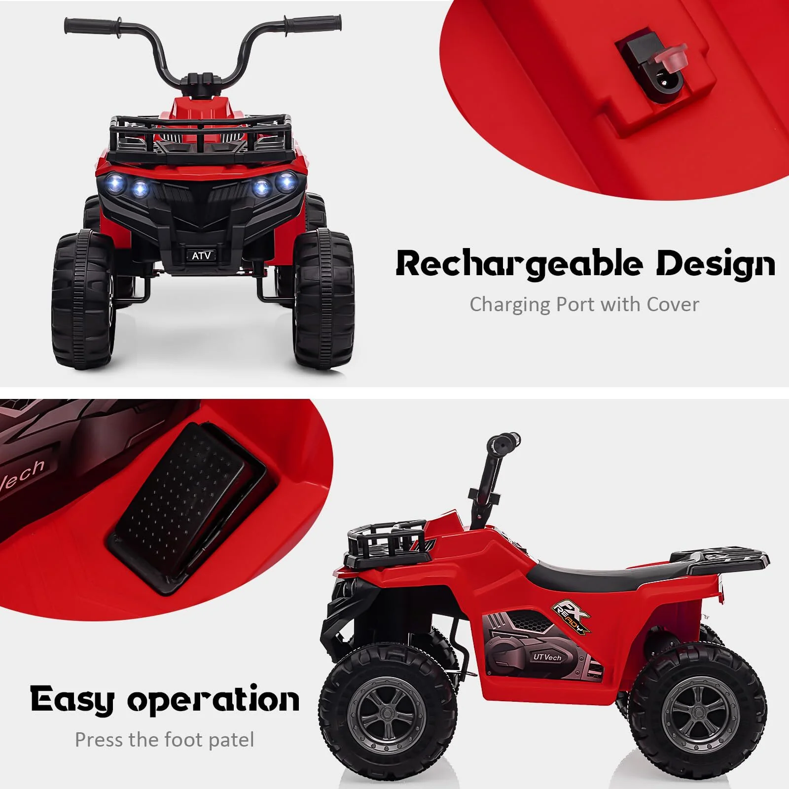 12V Kids Electric Ride-On 4-Wheeler ATV Quad with 1.8 MPH Max Speed - Image 5