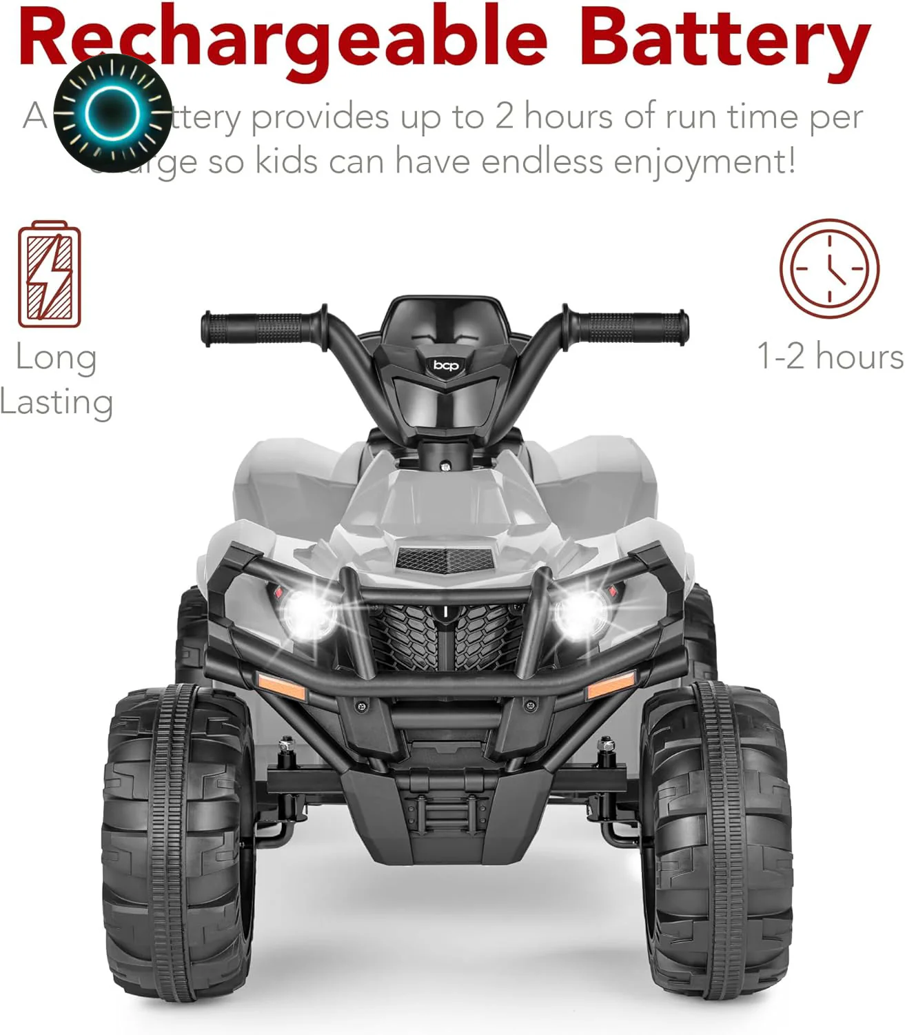 12V Kids Electric Ride-On ATV 4-Wheeler Quad Car Toy with Bluetooth Audio and 2.4 MPH Speed - Image 5
