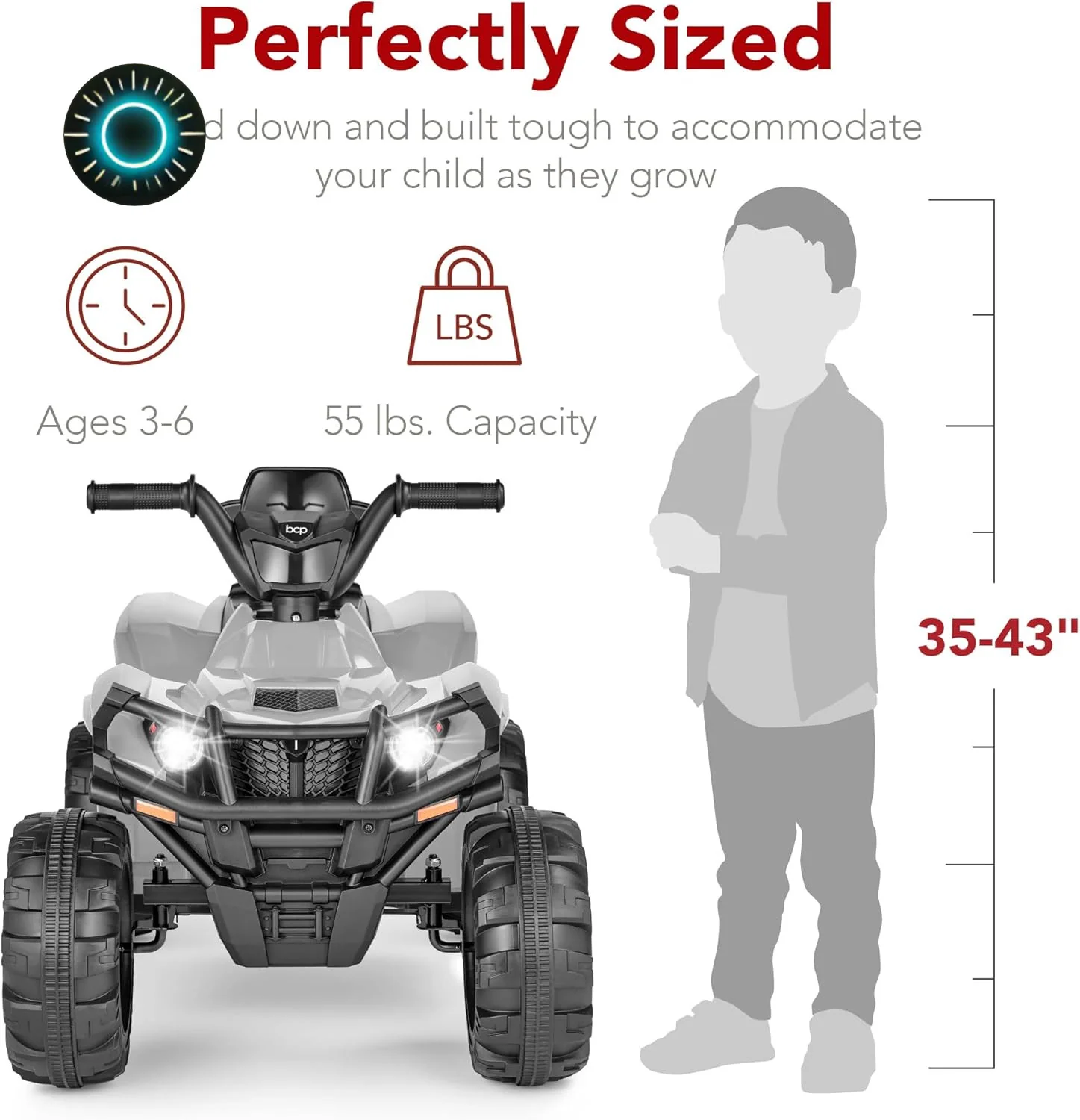 12V Kids Electric Ride-On ATV 4-Wheeler Quad Car Toy with Bluetooth Audio and 2.4 MPH Speed - Image 6