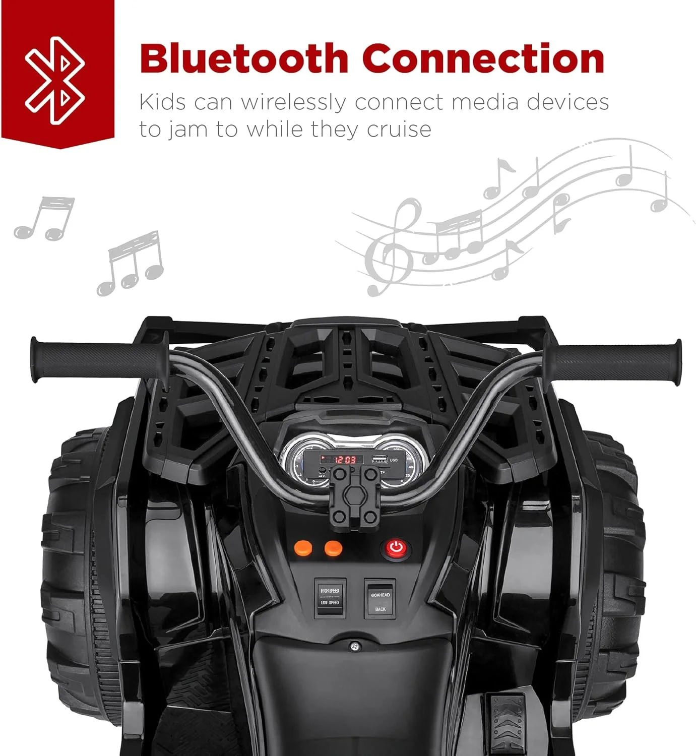 12V Kids Electric Ride-On ATV 4-Wheeler Quad Car Toy with Bluetooth Audio 3.7 MPH - Image 4