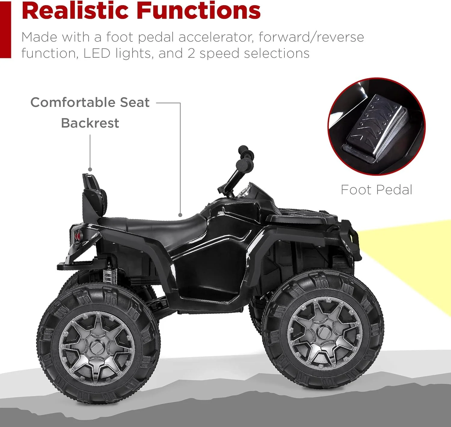 12V Kids Electric Ride-On ATV 4-Wheeler Quad Car Toy with Bluetooth Audio 3.7 MPH - Image 5