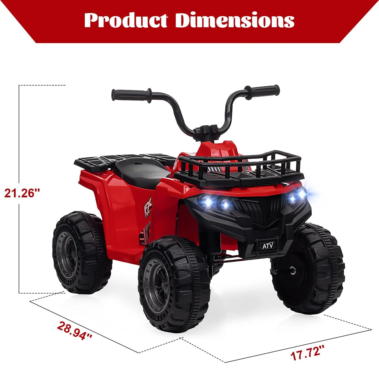 12V Kids Electric Ride-On 4 Wheeler ATV Quad with High/Low Speed Play Car - Image 3