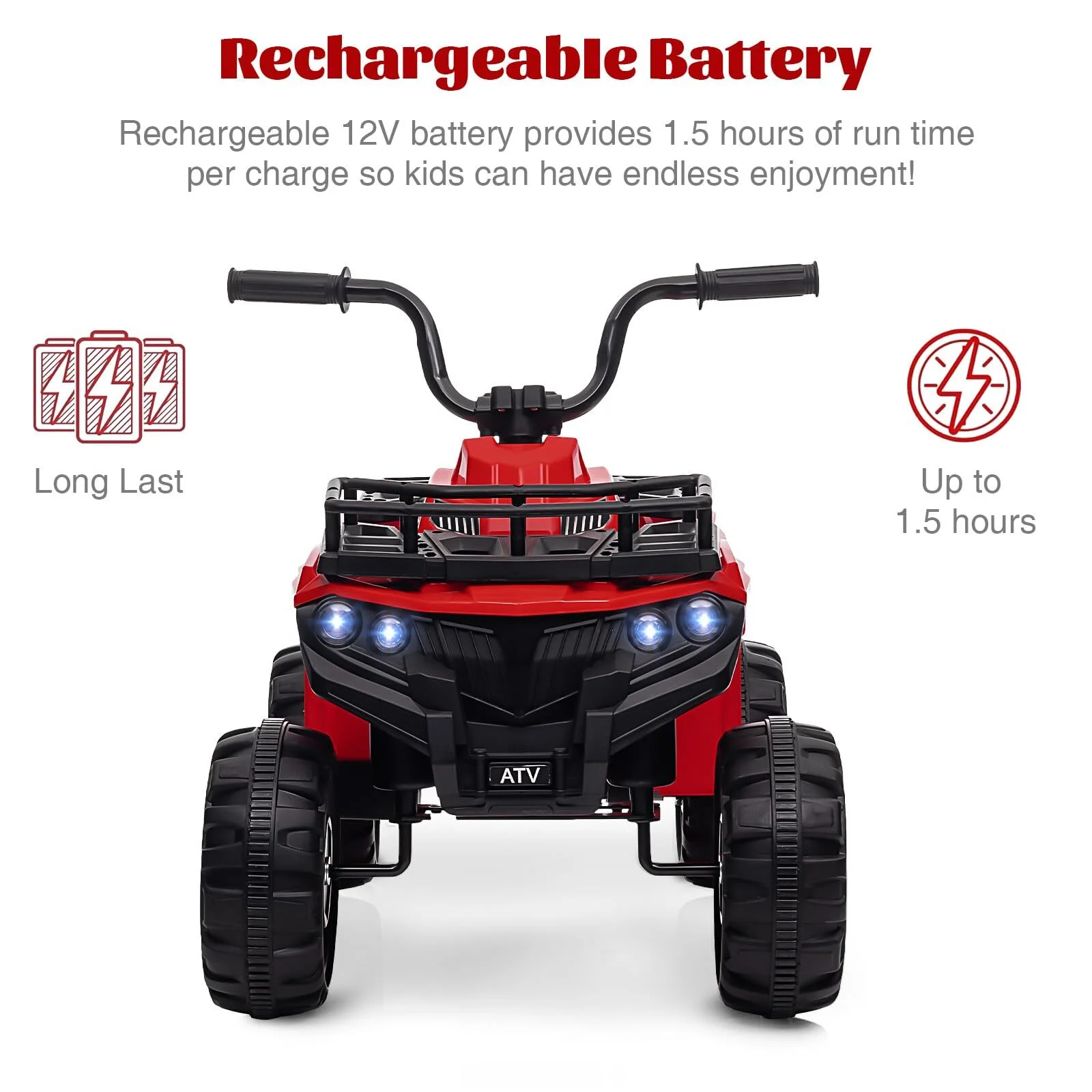 12V Kids Electric Ride-On 4 Wheeler ATV Quad with High/Low Speed Play Car - Image 4