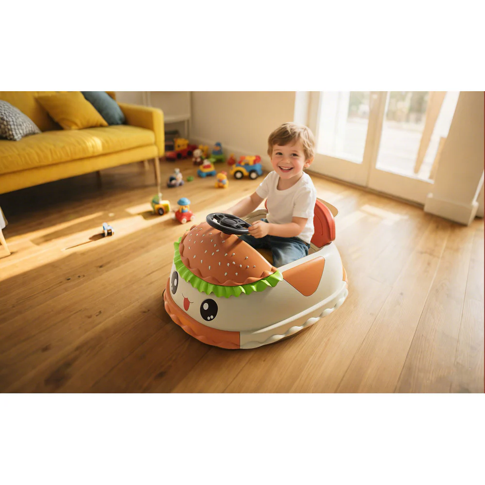 12V Kids Electric Ride-On Bumper Car with Parent Remote Control Realistic Hamburger Design - Image 23
