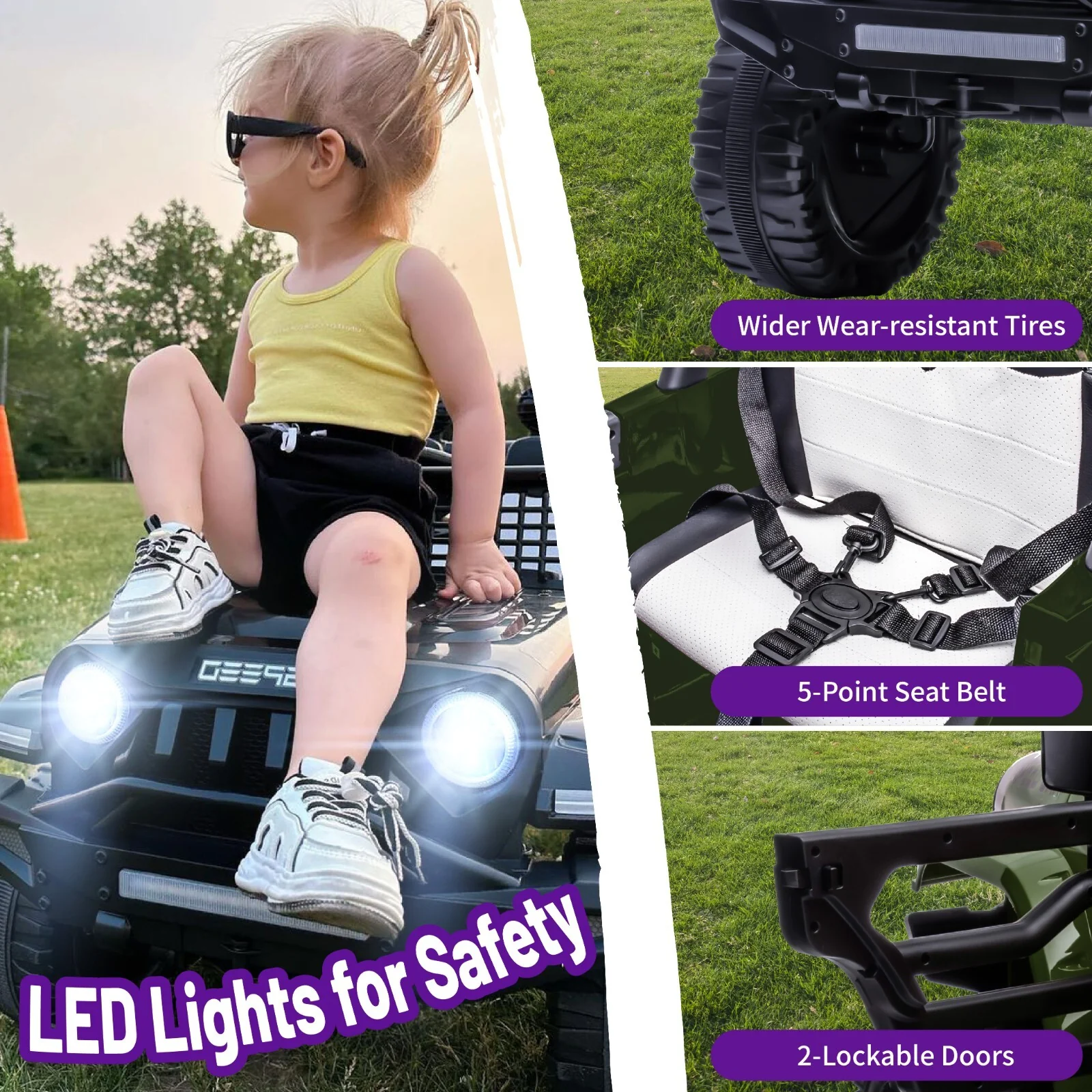 12V Kids Electric Ride-On Car with Battery Power, Remote Control, and Bluetooth Wheel Toy - Image 2
