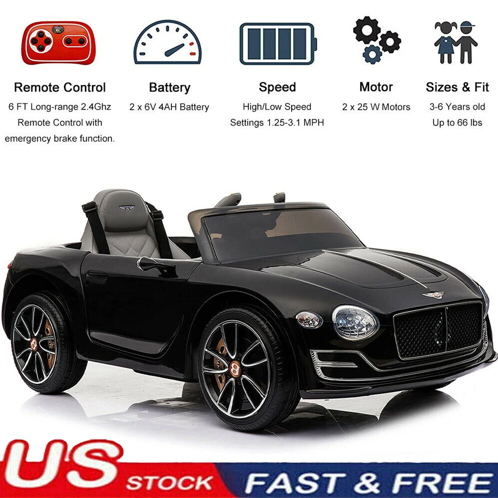 12V Kids Ride On Electric Car with Remote Control and MP3 Player - Perfect Gift for Children - Image 2