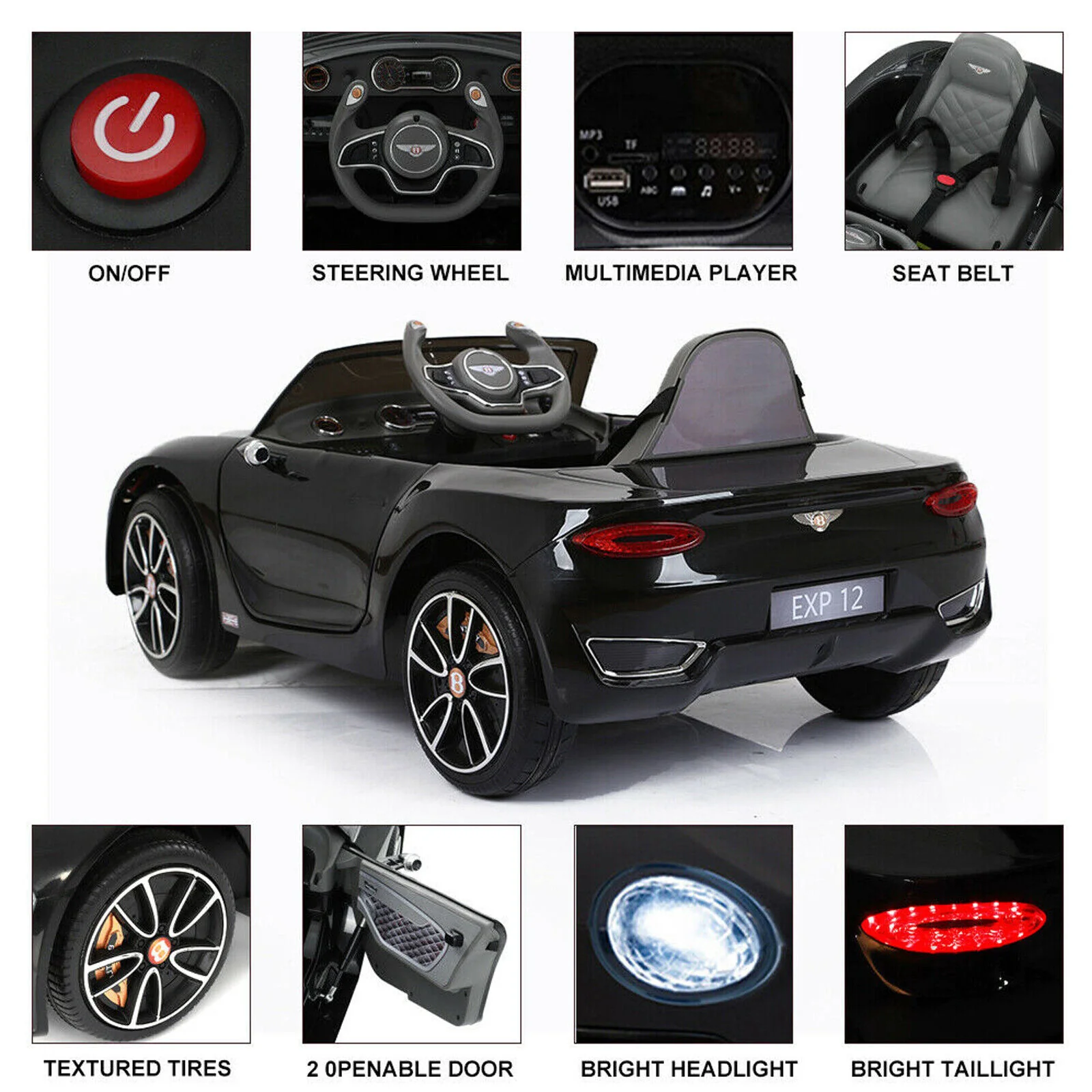 12V Kids Ride On Electric Car with Remote Control and MP3 Player - Perfect Gift for Children - Image 5