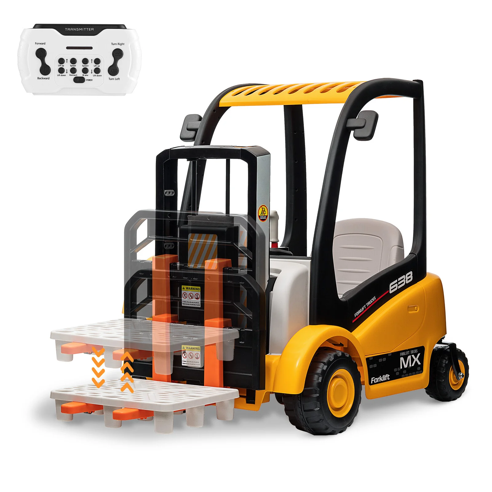 12V Kids Electric Ride-On Forklift Car with Liftable Fork and Remote Control Yellow - Image 13