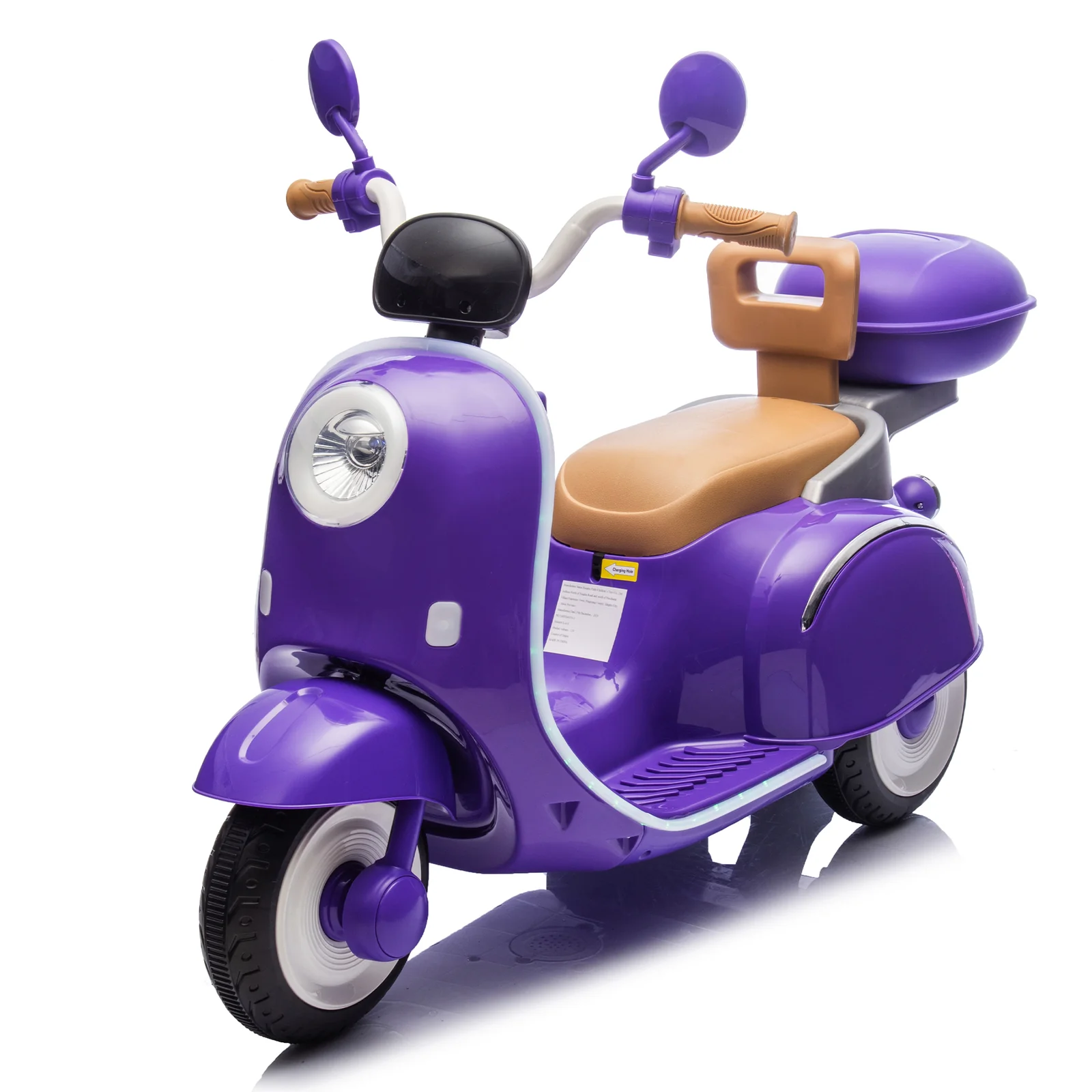 12V Kids Electric Ride-On Moped Motorcycle with Bluetooth and Power Display - Image 12