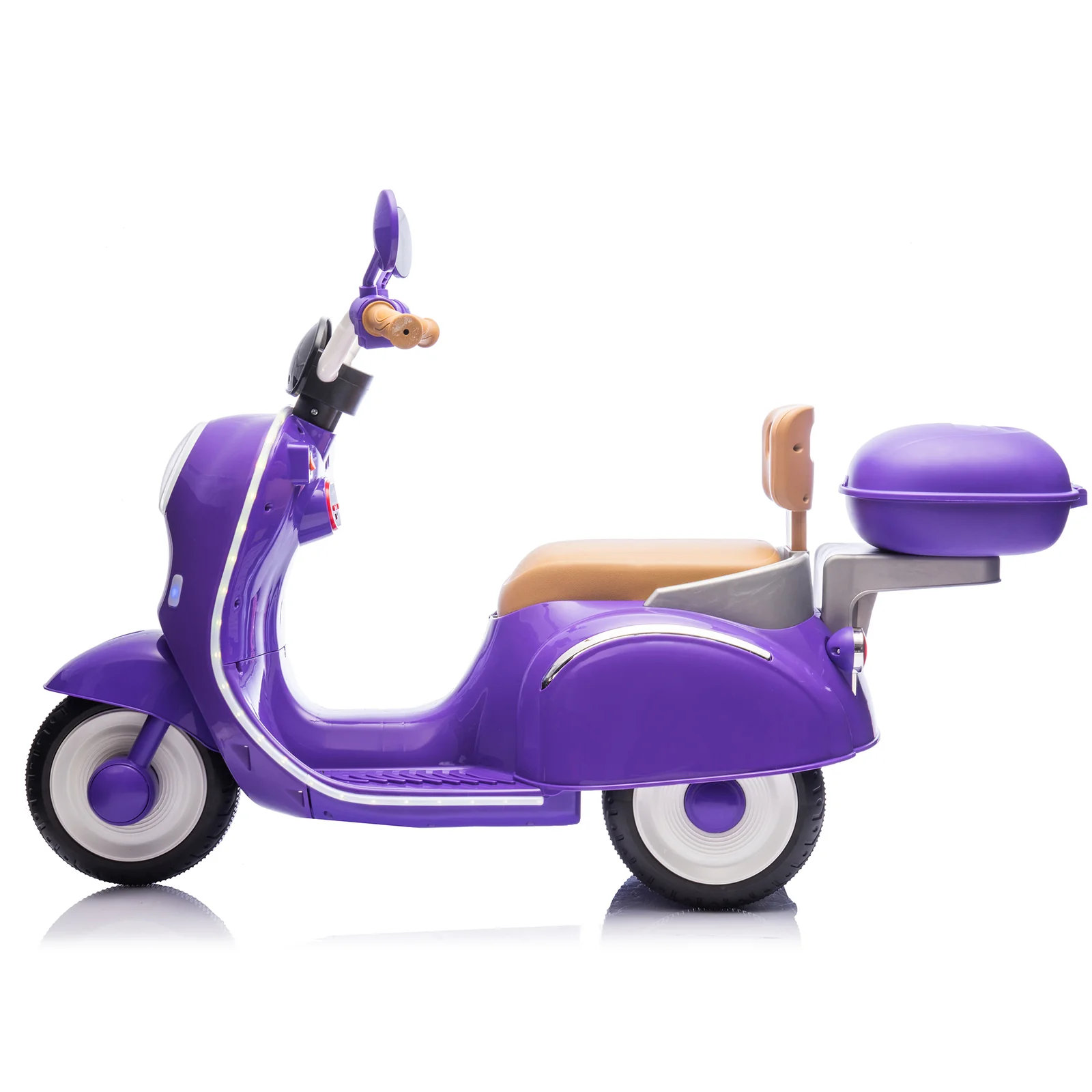 12V Kids Electric Ride-On Moped Motorcycle with Bluetooth and Power Display - Image 16