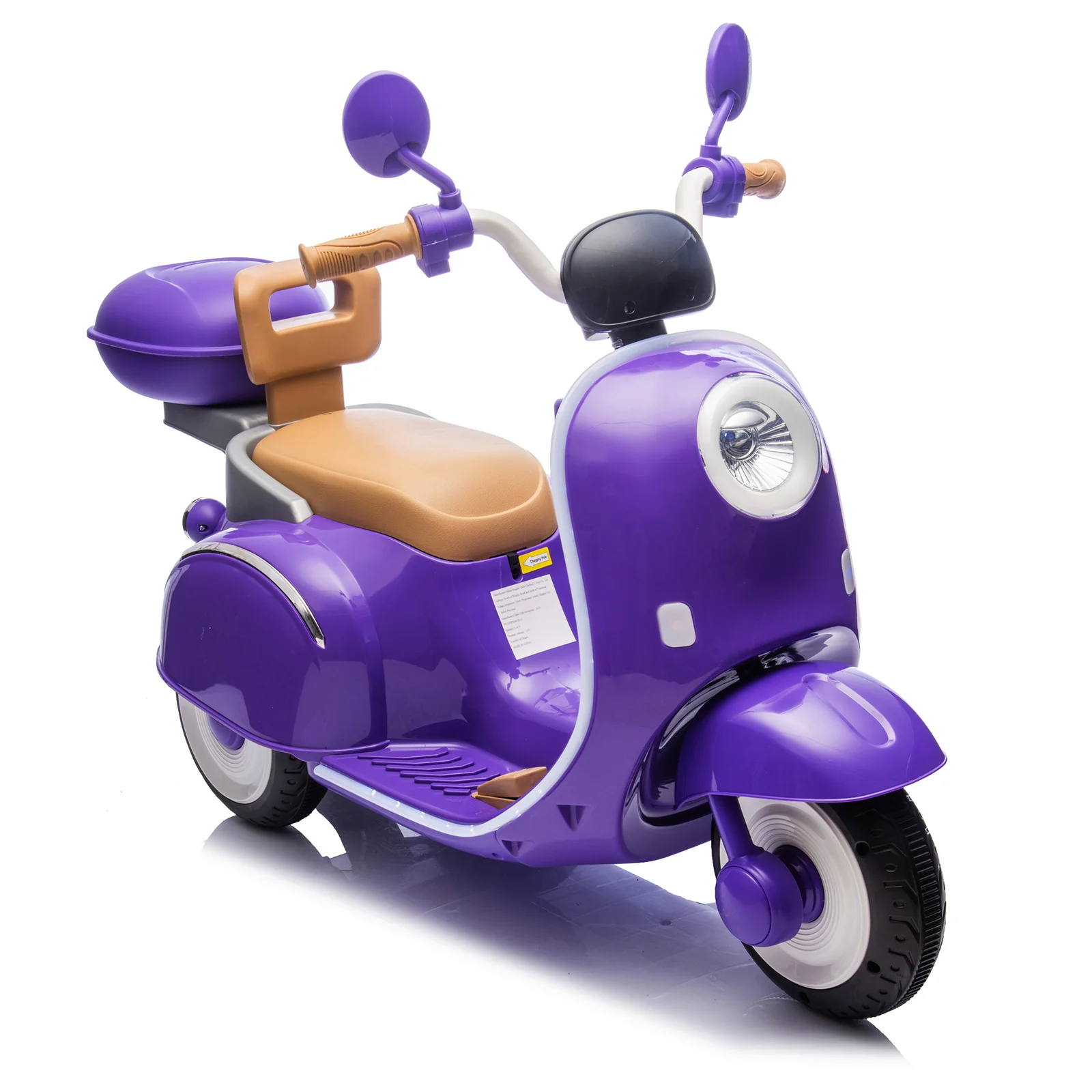12V Kids Electric Ride-On Moped Motorcycle with Bluetooth and Power Display - Image 4