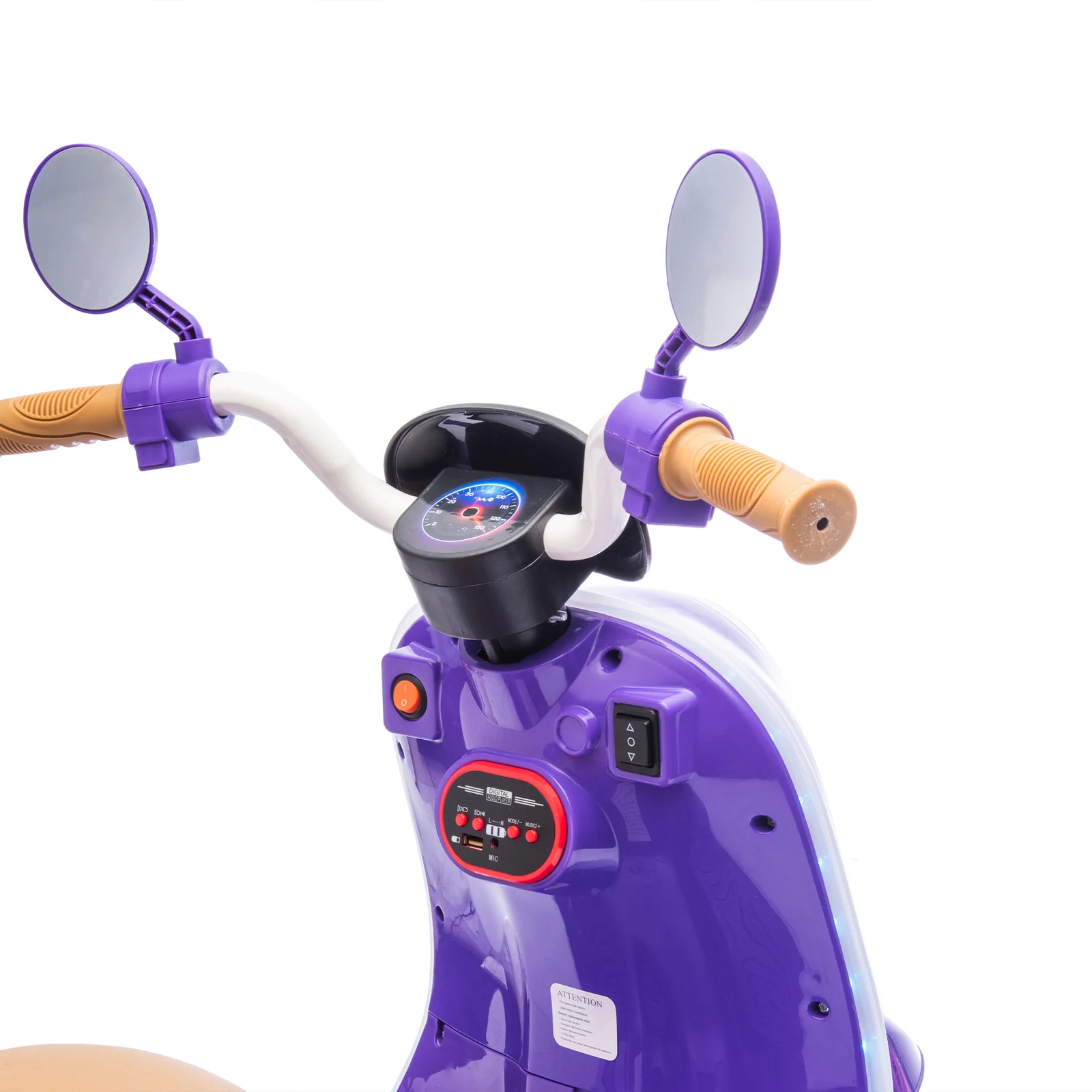12V Kids Electric Ride-On Moped Motorcycle with Bluetooth and Power Display - Image 9