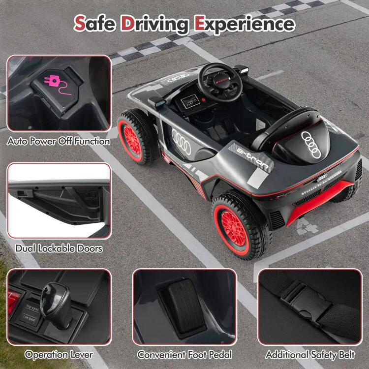12V Kids Electric Ride-On Racing Car with 2.4G Remote Control and 3 Speeds - Image 8