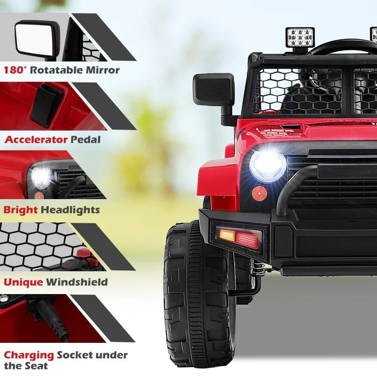 12V Kids Electric Ride-On Truck with Remote Control and Headlights - Image 8