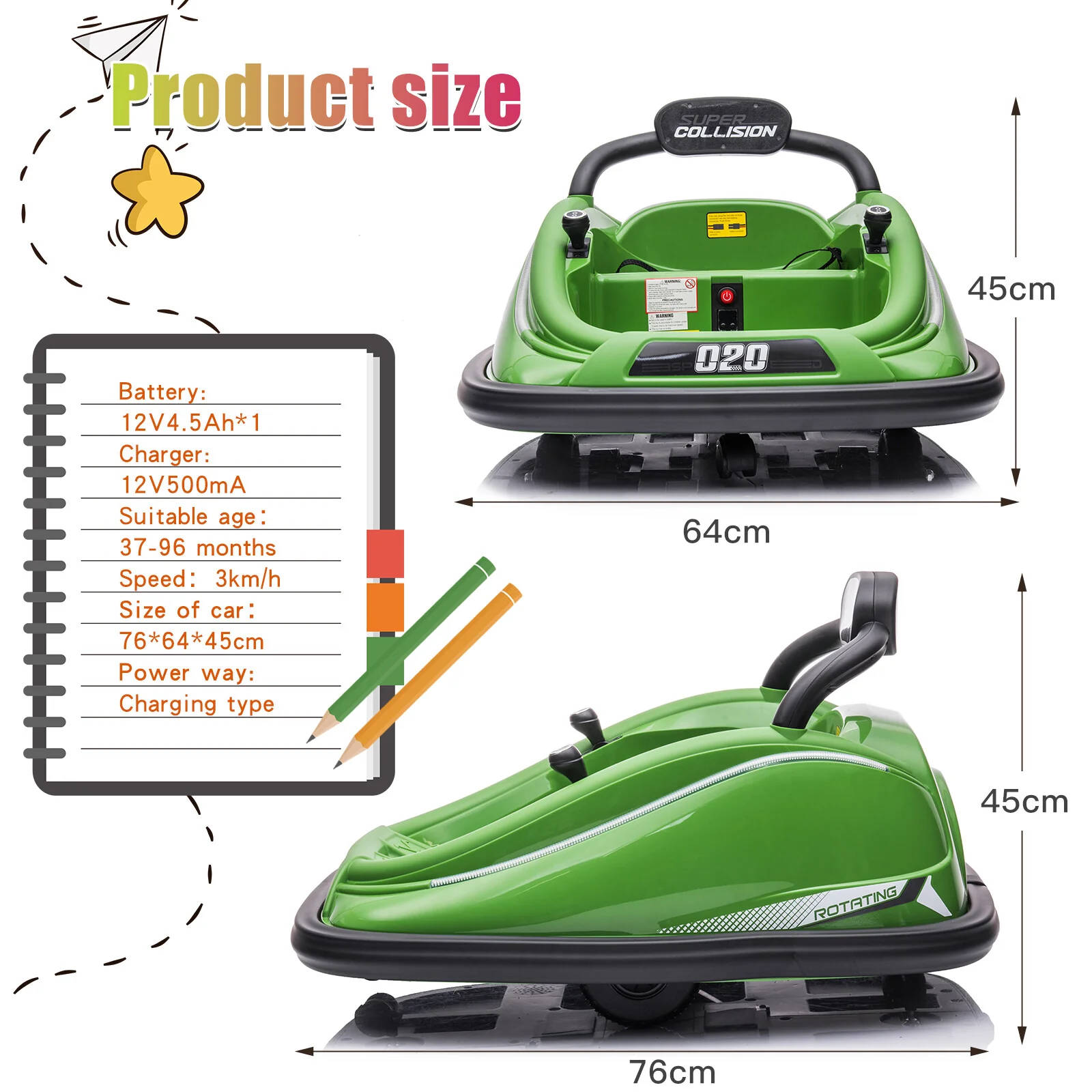 12V Kids Electric Ride-On Ground Loader Tractor Bumper Car with 360 Degree Rotation - Image 23