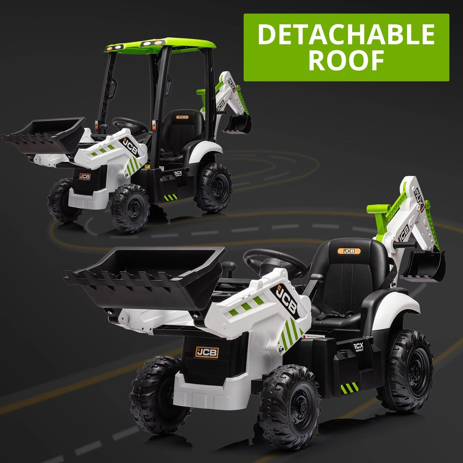 12V Kids Ride-On Excavator and Bulldozer with Remote Control Front Loader Digger Toy - Image 7