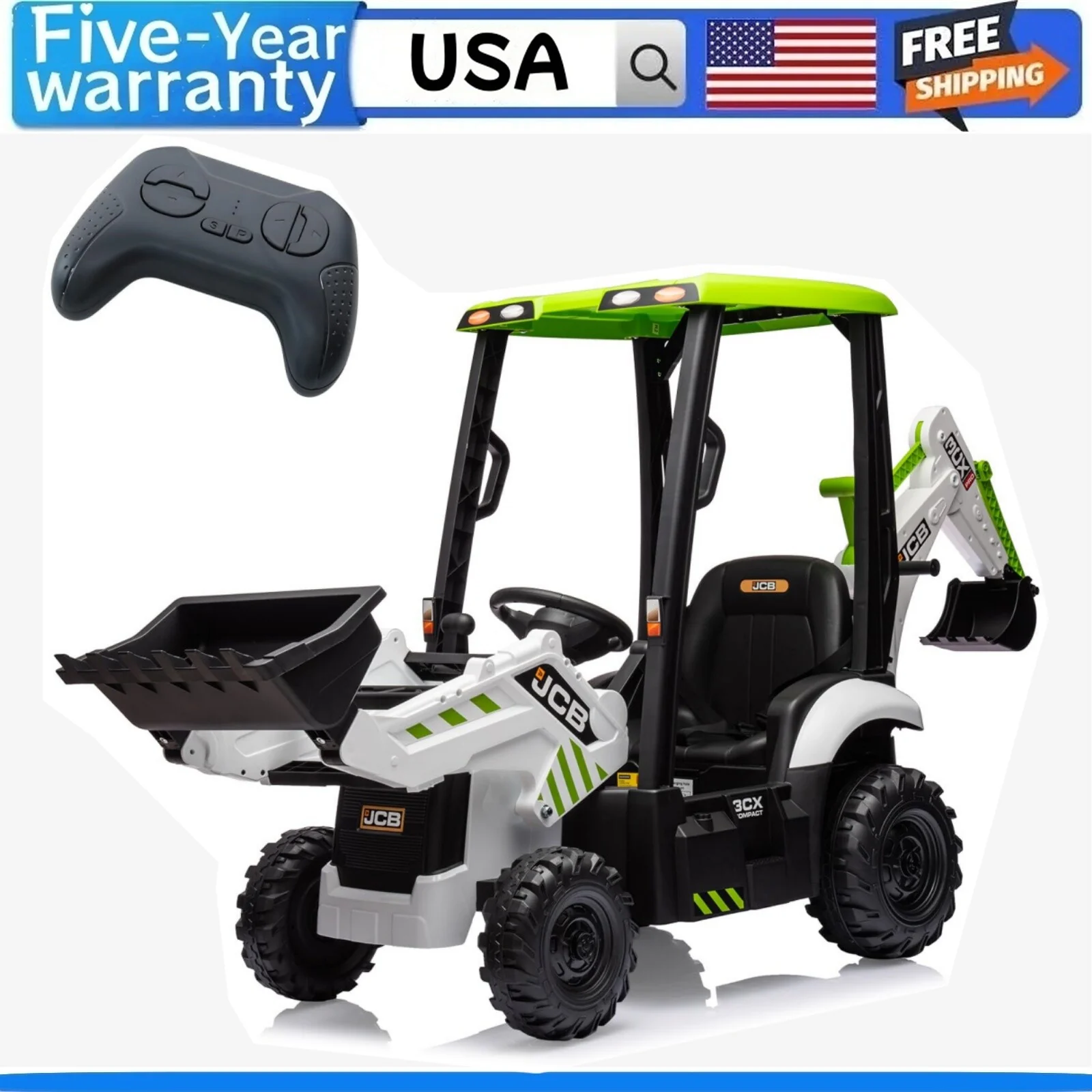 12V Kids Ride-On Excavator and Bulldozer with Remote Control Front Loader Digger Toy - Image 8