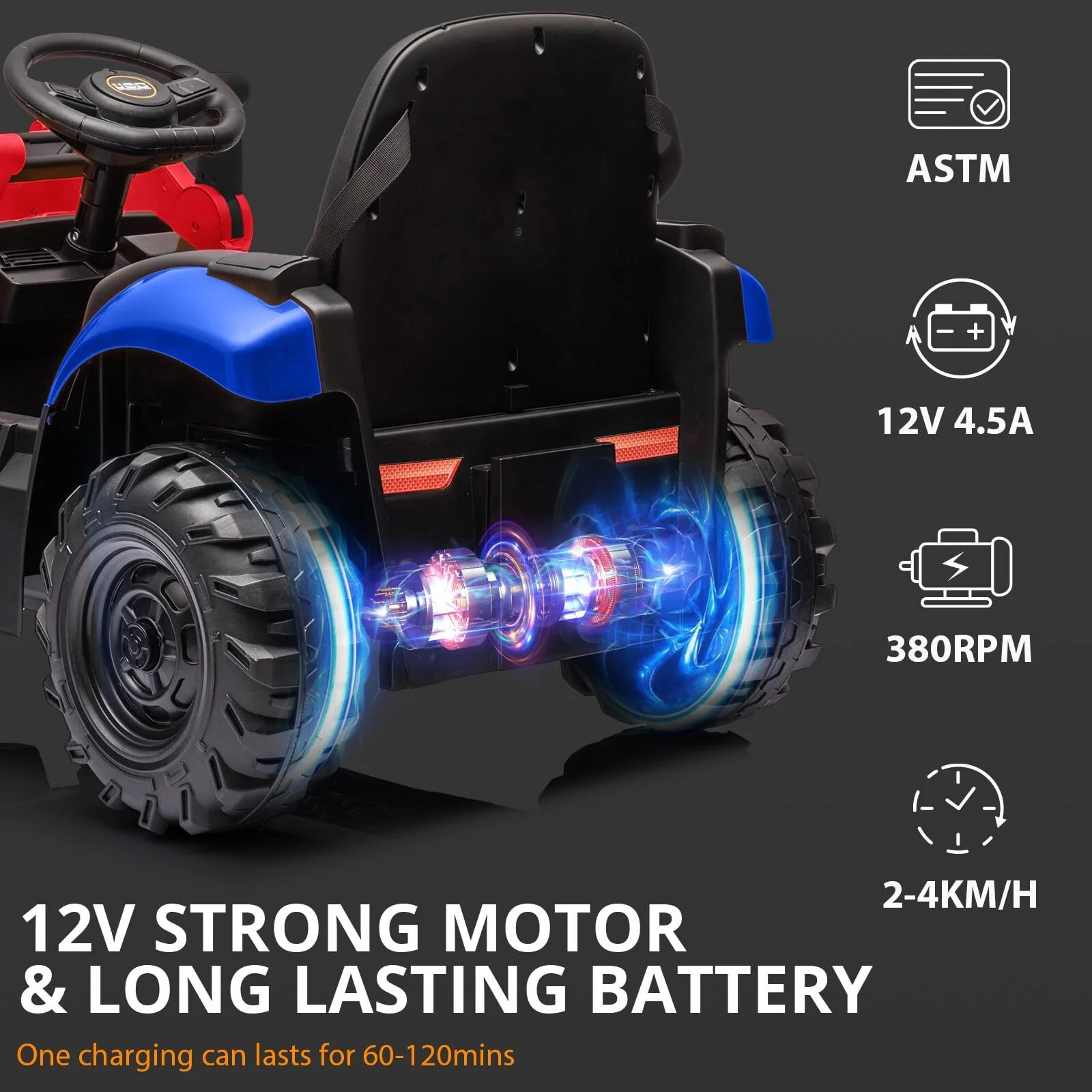 12V Kids Ride-On Excavator and Bulldozer with Remote Control, Front Loader, Digger, and Horn - Image 5