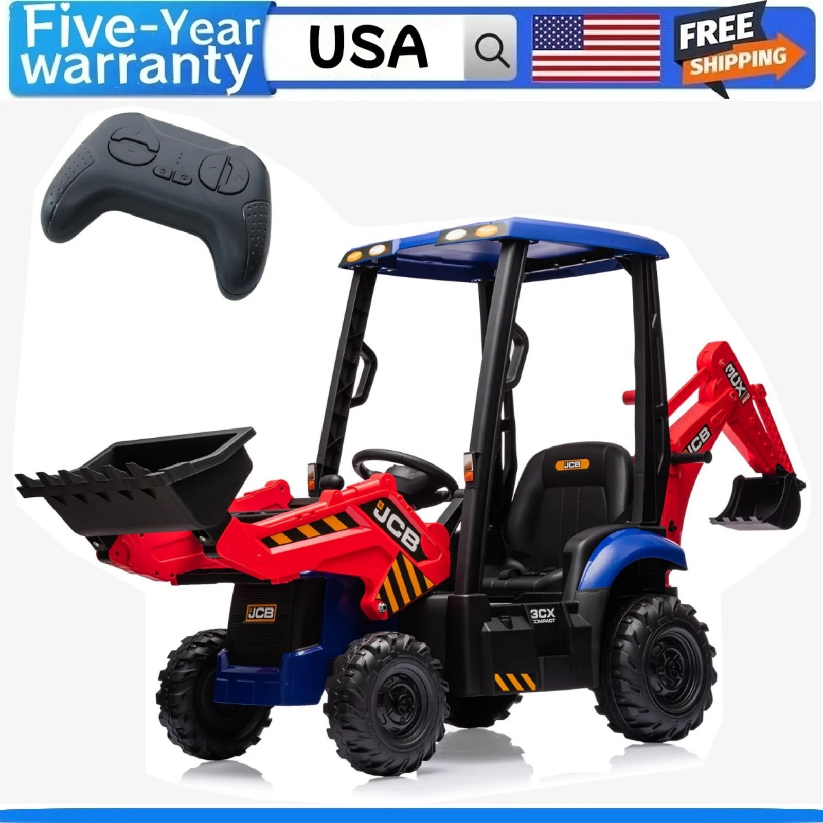 12V Kids Ride-On Excavator and Bulldozer with Remote Control, Front Loader, Digger, and Horn - Image 8