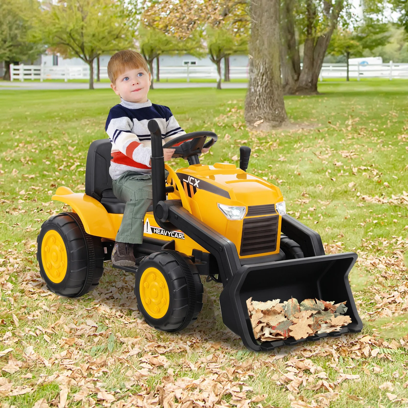 12V Kids Electric Ride-On RC Excavator Digger Bulldozer Tractor with Lights and Music - Image 4
