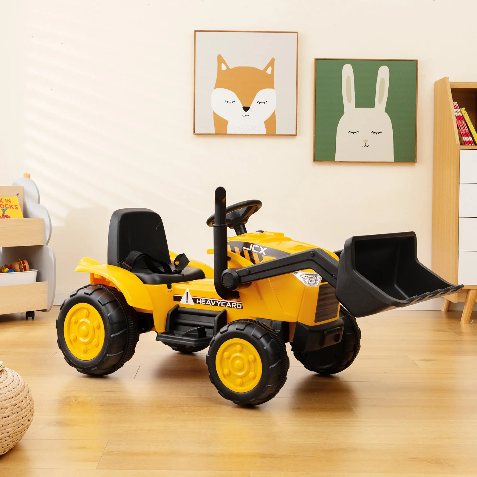 12V Kids Electric Ride-On Construction Vehicles RC Excavator Digger Bulldozer Tractor with Music and Lights - Image 5