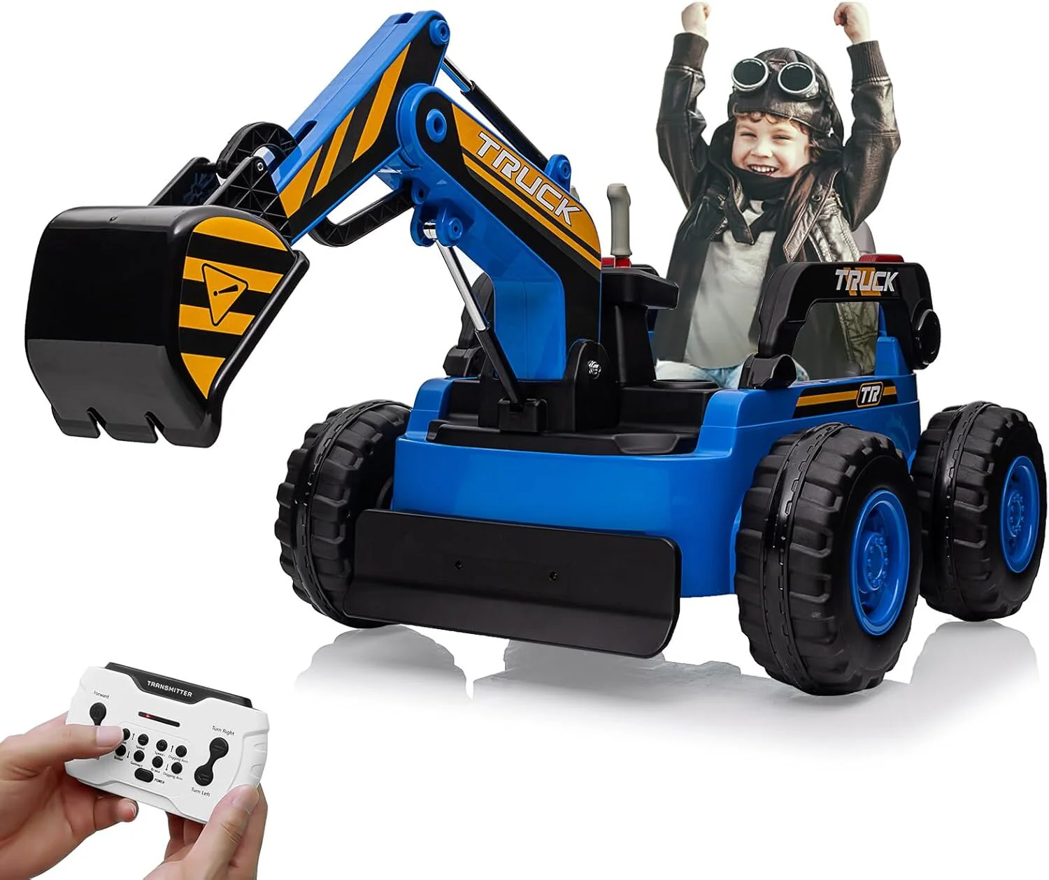 12V Kids Ride-On Excavator Truck with Remote Control and Electric Digging Arm - Image 8
