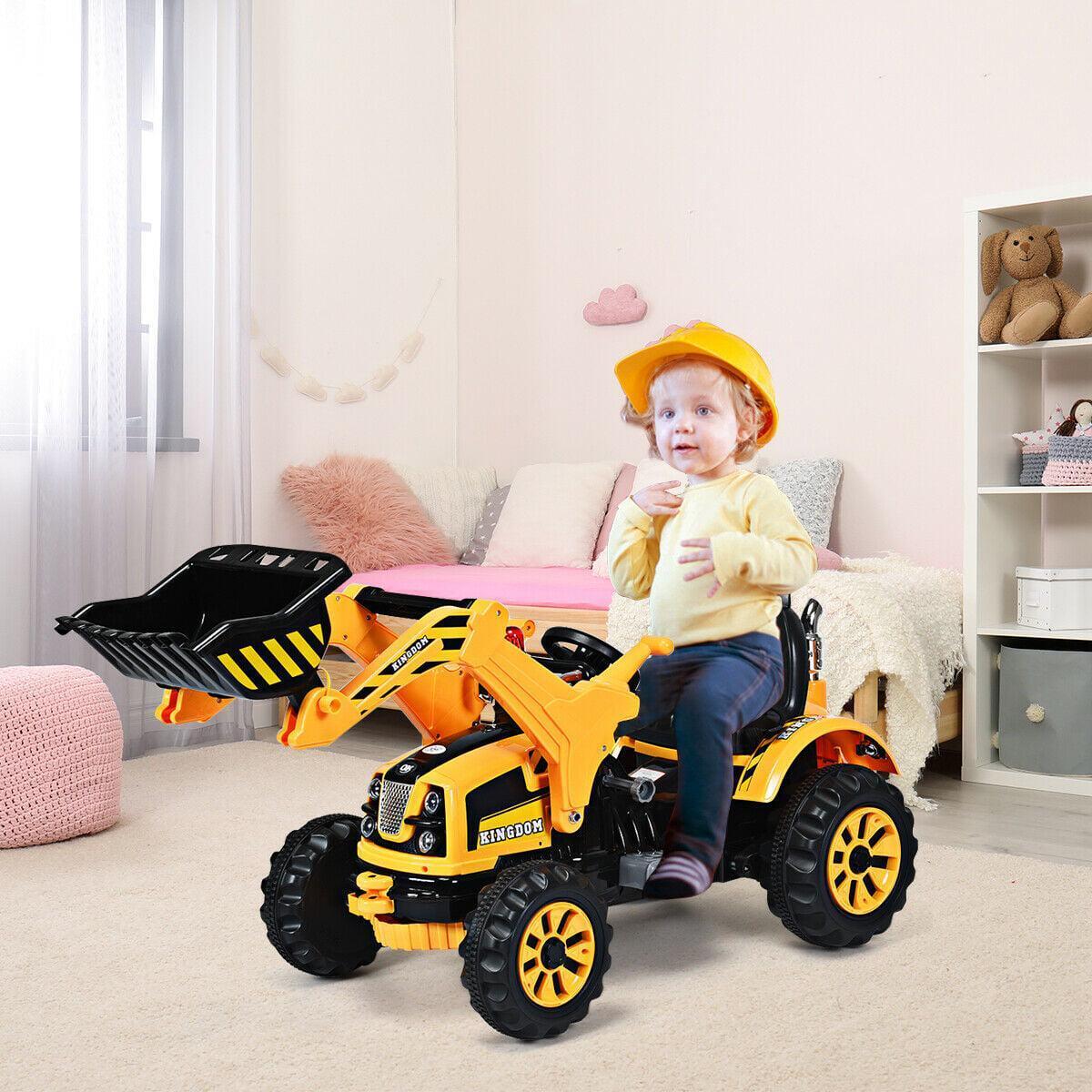 12V Kids Ride On Excavator Truck with Front Loader Digger - Yellow - Image 4