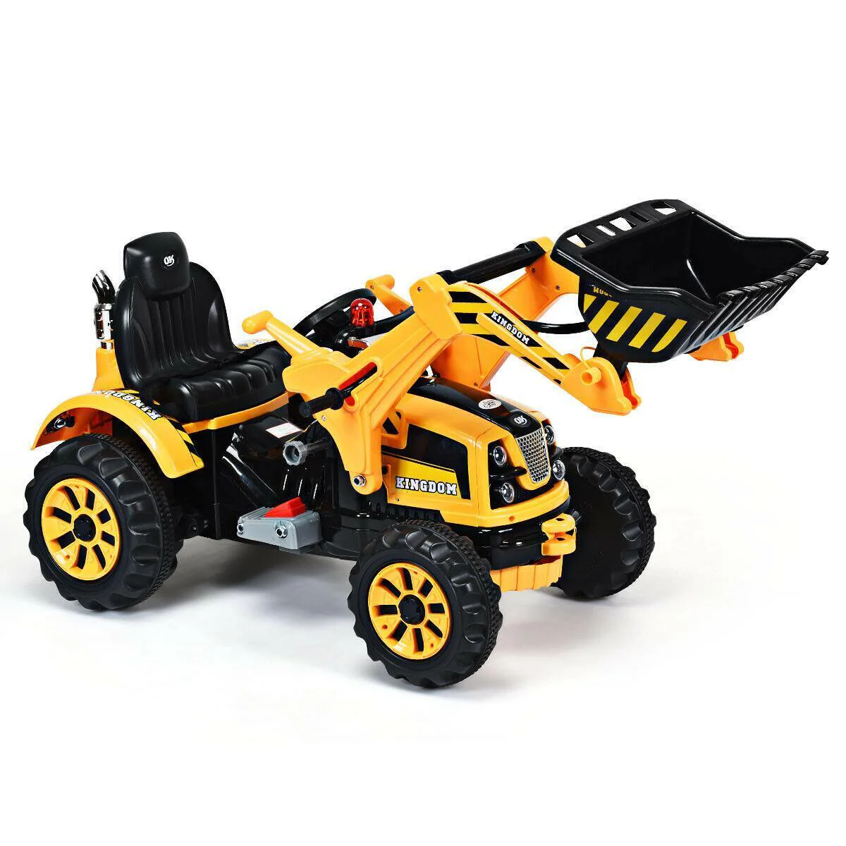 12V Kids Ride On Excavator Truck with Front Loader Digger - Yellow - Image 8