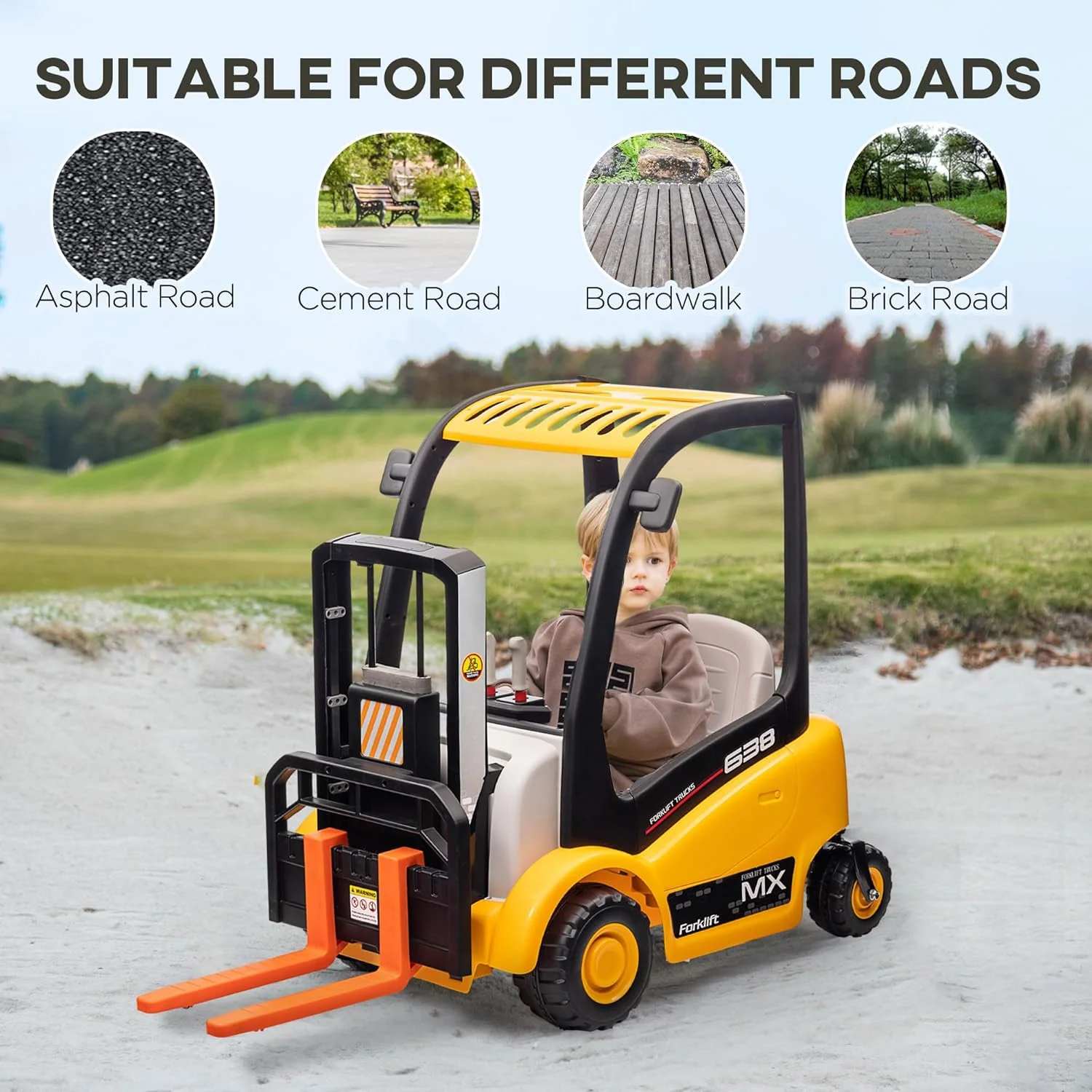 12V Kids Ride-On Forklift Battery Powered Toy with Liftable Fork and Pallet - Image 11