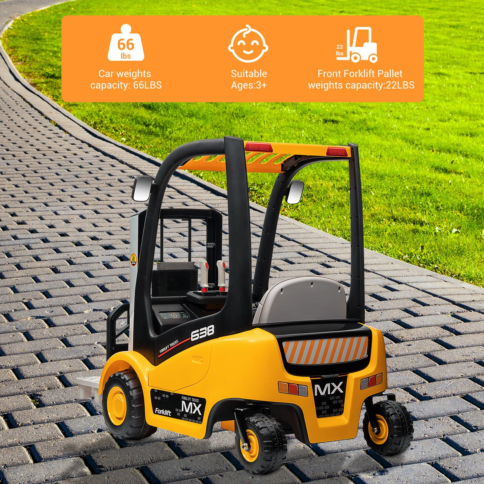 12V Kids Ride-On Forklift Battery Powered Toy with Liftable Fork and Pallet - Image 12