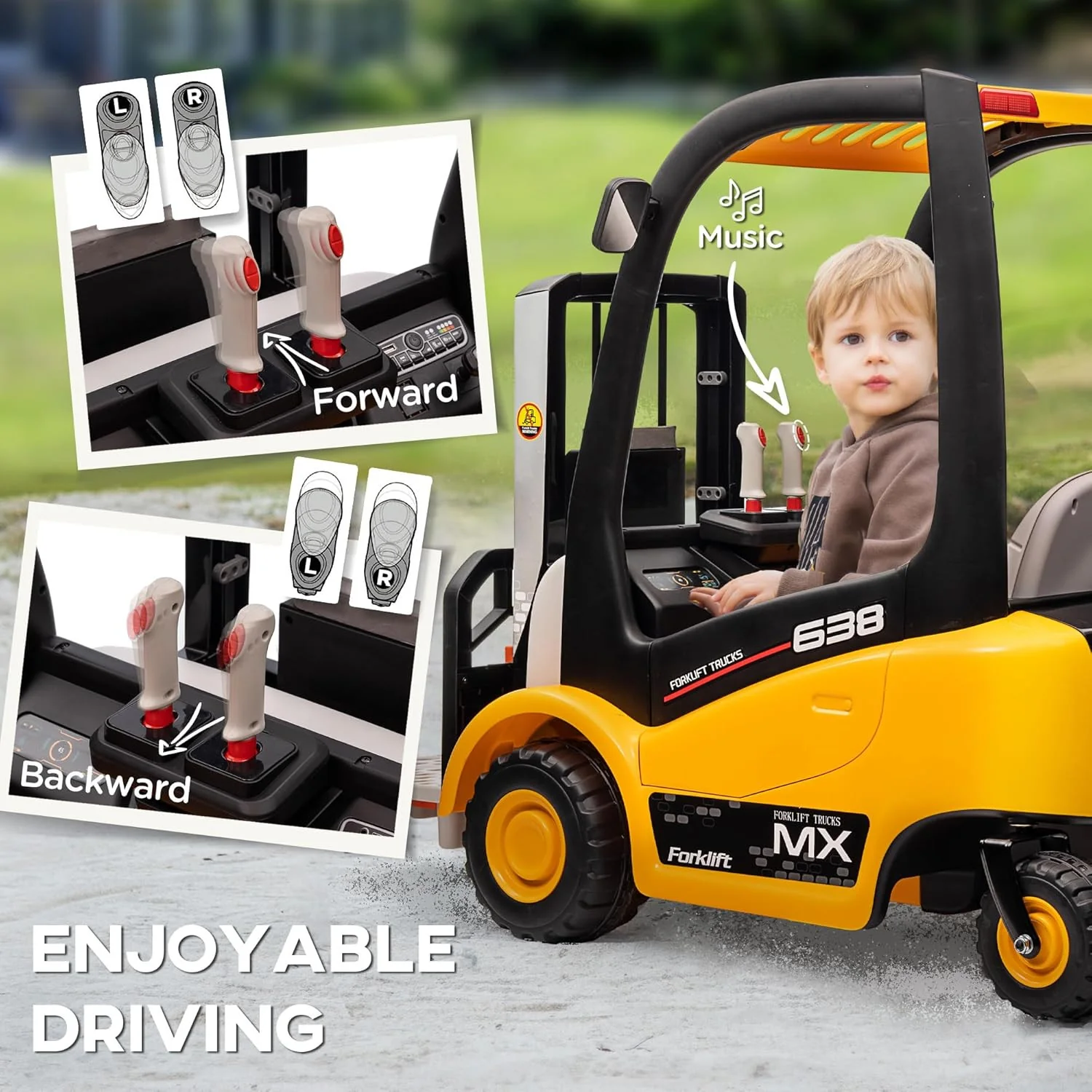 12V Kids Ride-On Forklift Battery Powered Toy with Liftable Fork and Pallet - Image 5