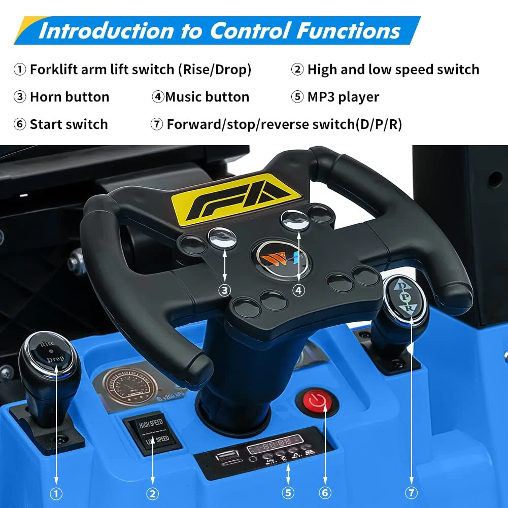 12V Electric Kids Ride-On Forklift Car with Remote Control - Image 11