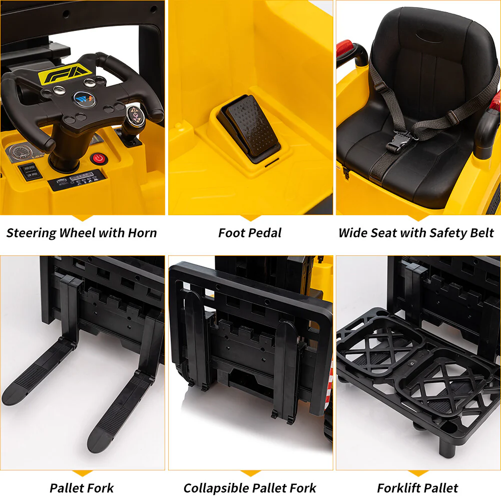 12V Electric Kids Ride-On Forklift Car with Remote Control - Image 18