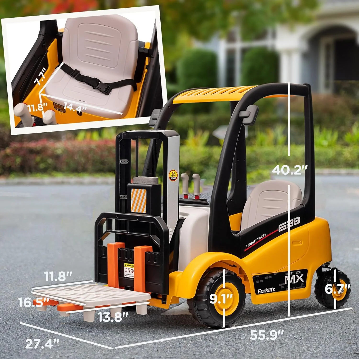 12V Kids Electric Ride-On Forklift with Liftable Fork and Tent Accessory - Image 8