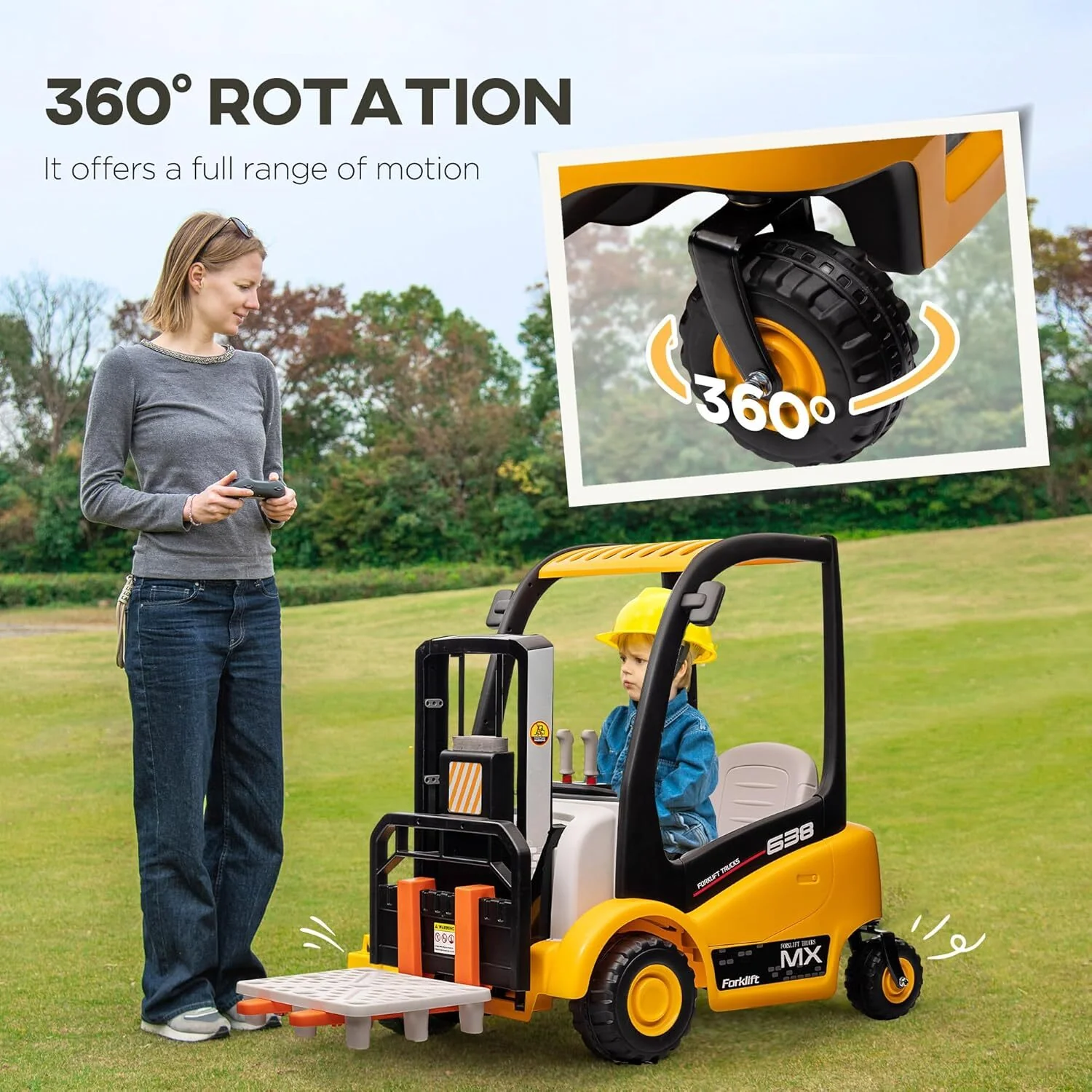12V Kids Electric Ride-On Forklift with Liftable Fork and Tent Accessory - Image 9