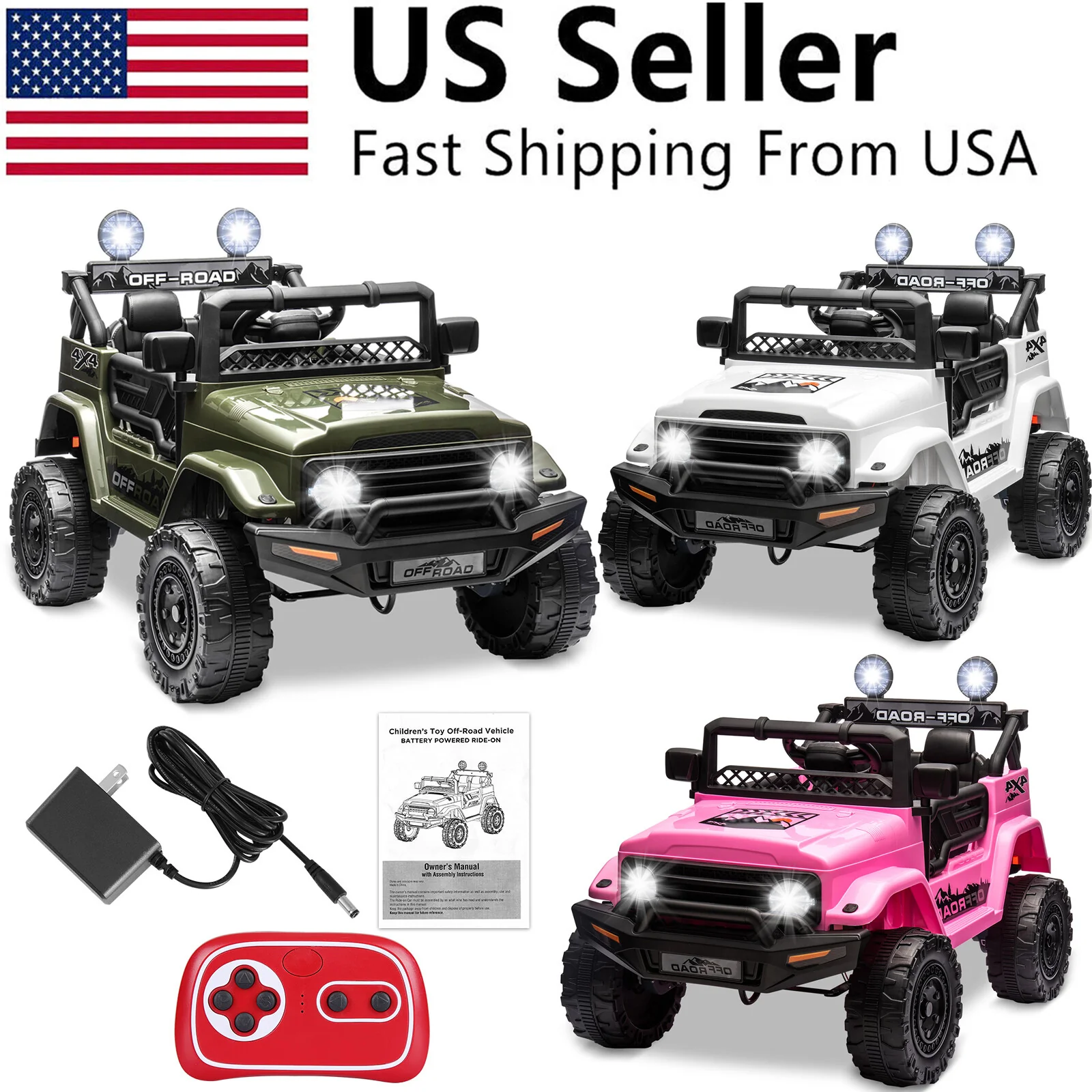 12V Electric Kids Ride-On Jeep 2-Seater with Remote Control and LED Lights - Image 2