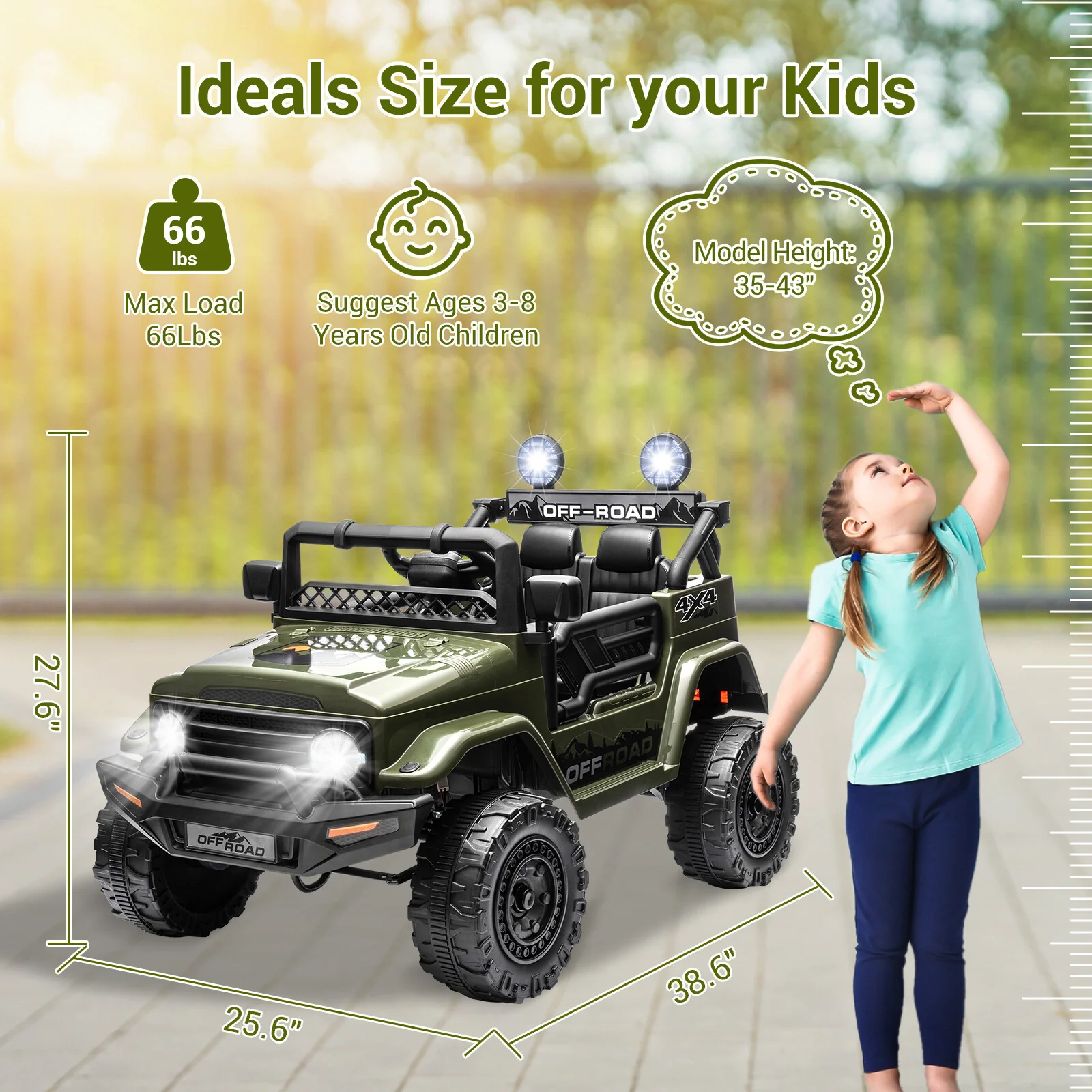 12V Electric Kids Ride-On Jeep 2-Seater with Remote Control and LED Lights - Image 3